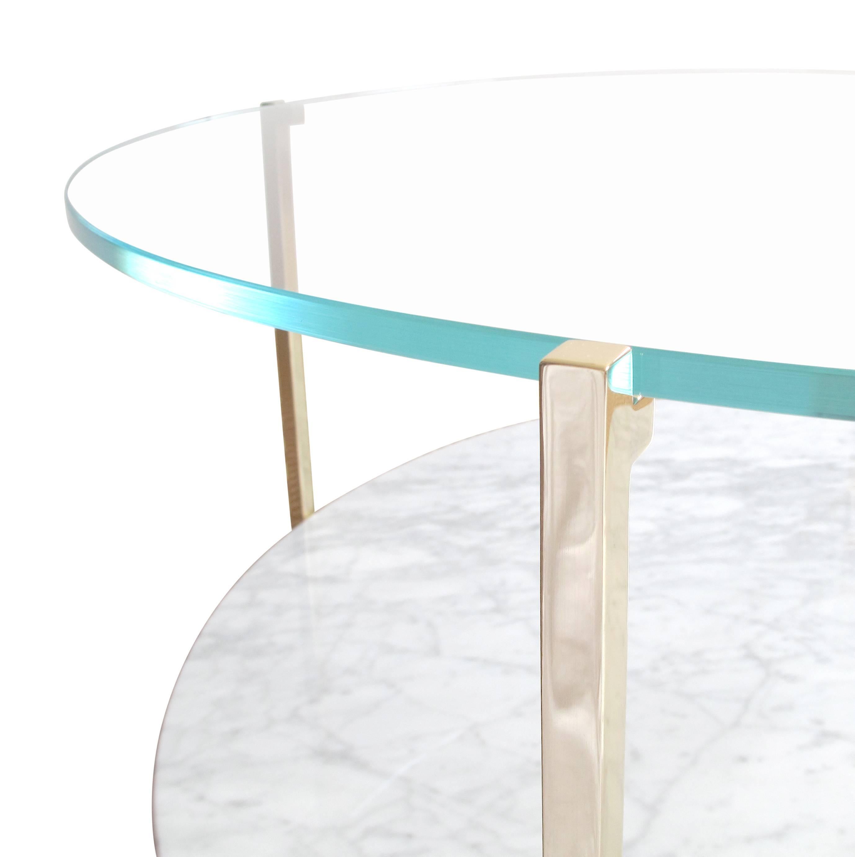 Modern Arturo Round or Oval Polished Brass and Marble Cocktail Table For Sale