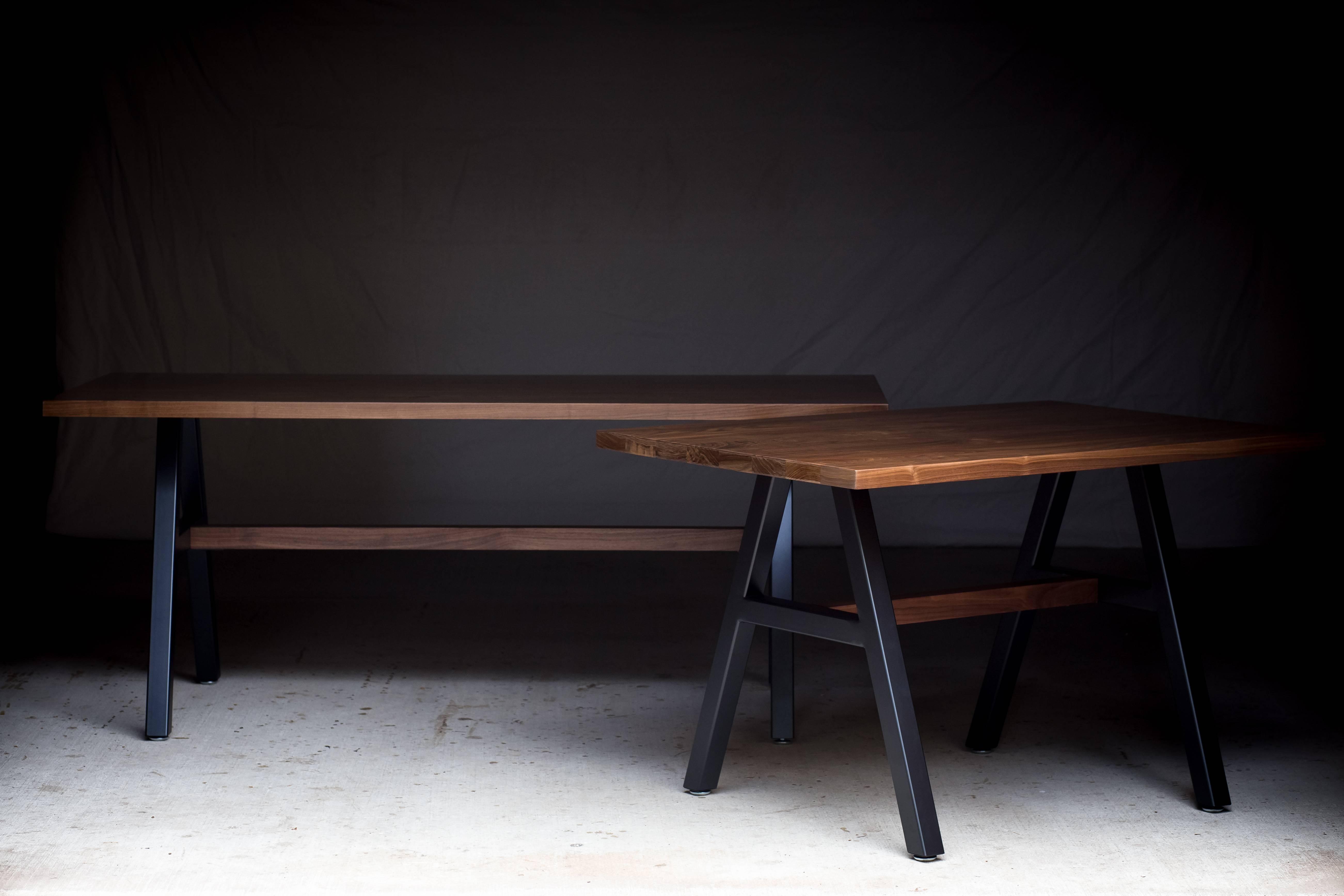 The Cooper, Modern Walnut and Powder Coated Steel Dining Table.

Made from solid walnut and welded steel. The Cooper is our interpretation of the classic picnic table. The rich beauty of solid walnut paired with the elegantly simple legs, give the