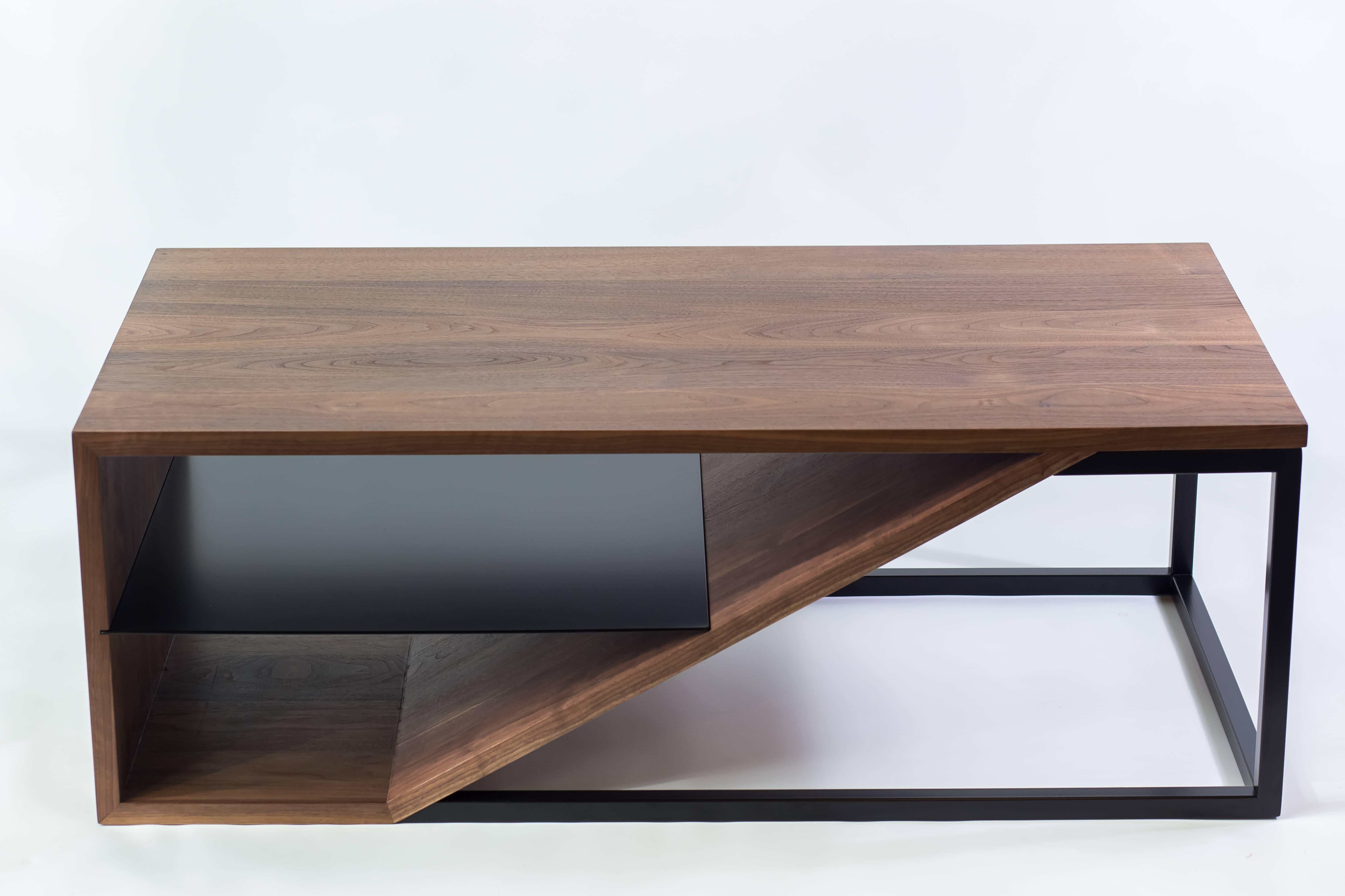 The Cortado, Modern Walnut and Powder Coated Steel Coffee Table In New Condition In West Linn, OR