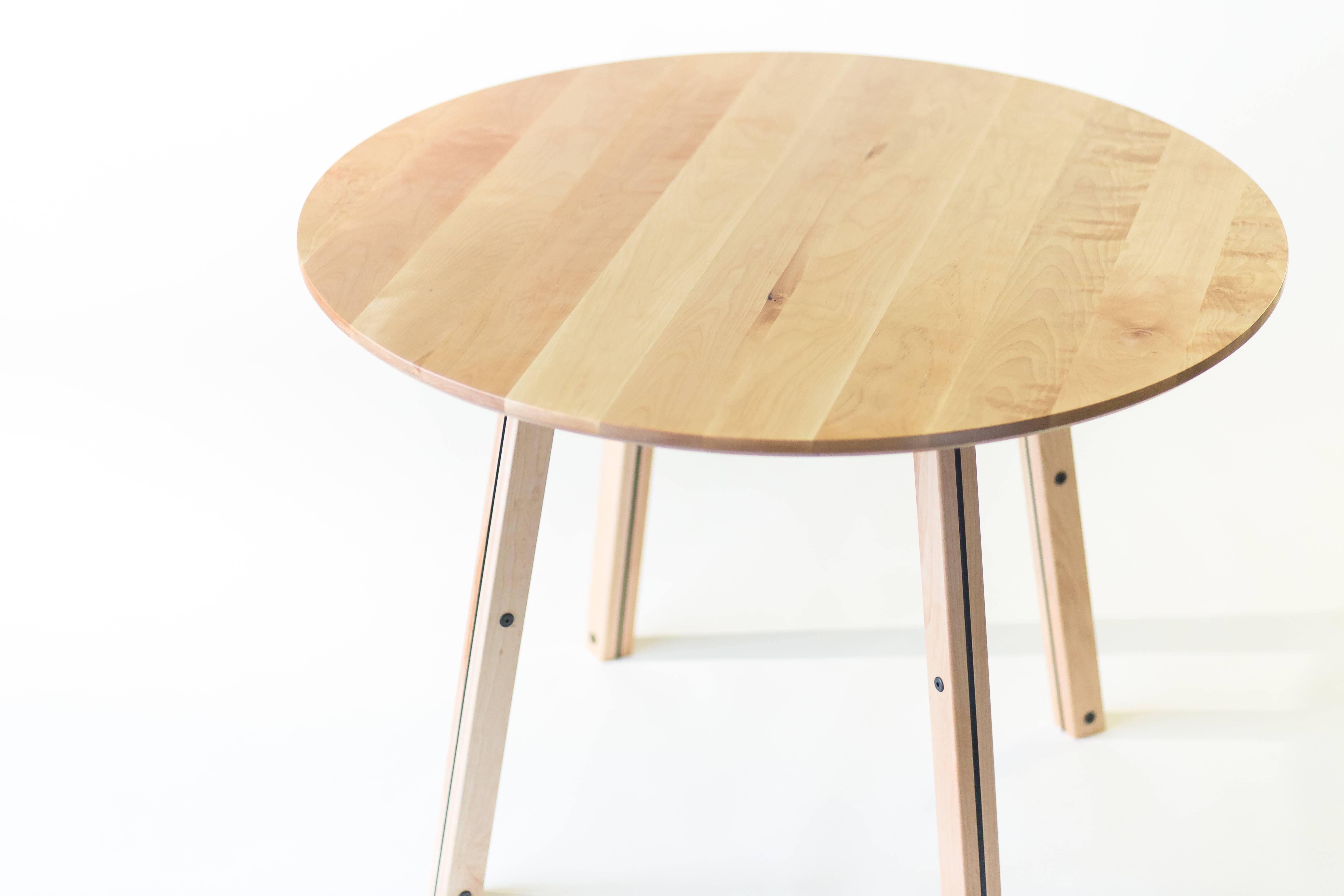 The Crux, Modern Birch and Powder Coated Steel Round Dining Table In New Condition In West Linn, OR