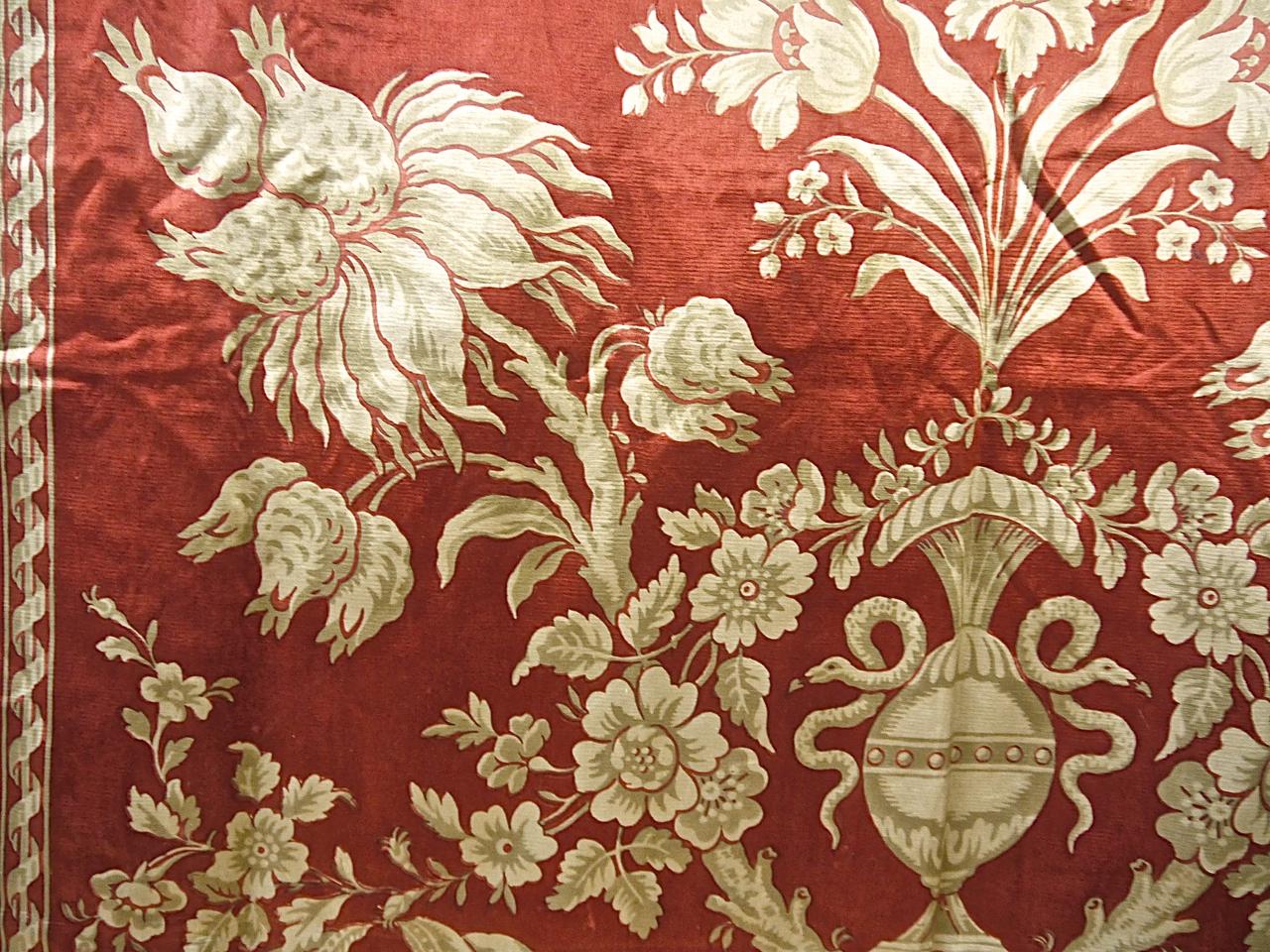 Two Pairs of Silk Curtains Dark Coral Old Gold, French, 19th Century 2