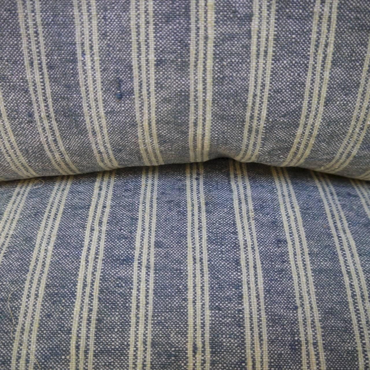 French Provincial Pair of 19th Century French Antique Woven Striped Pillows