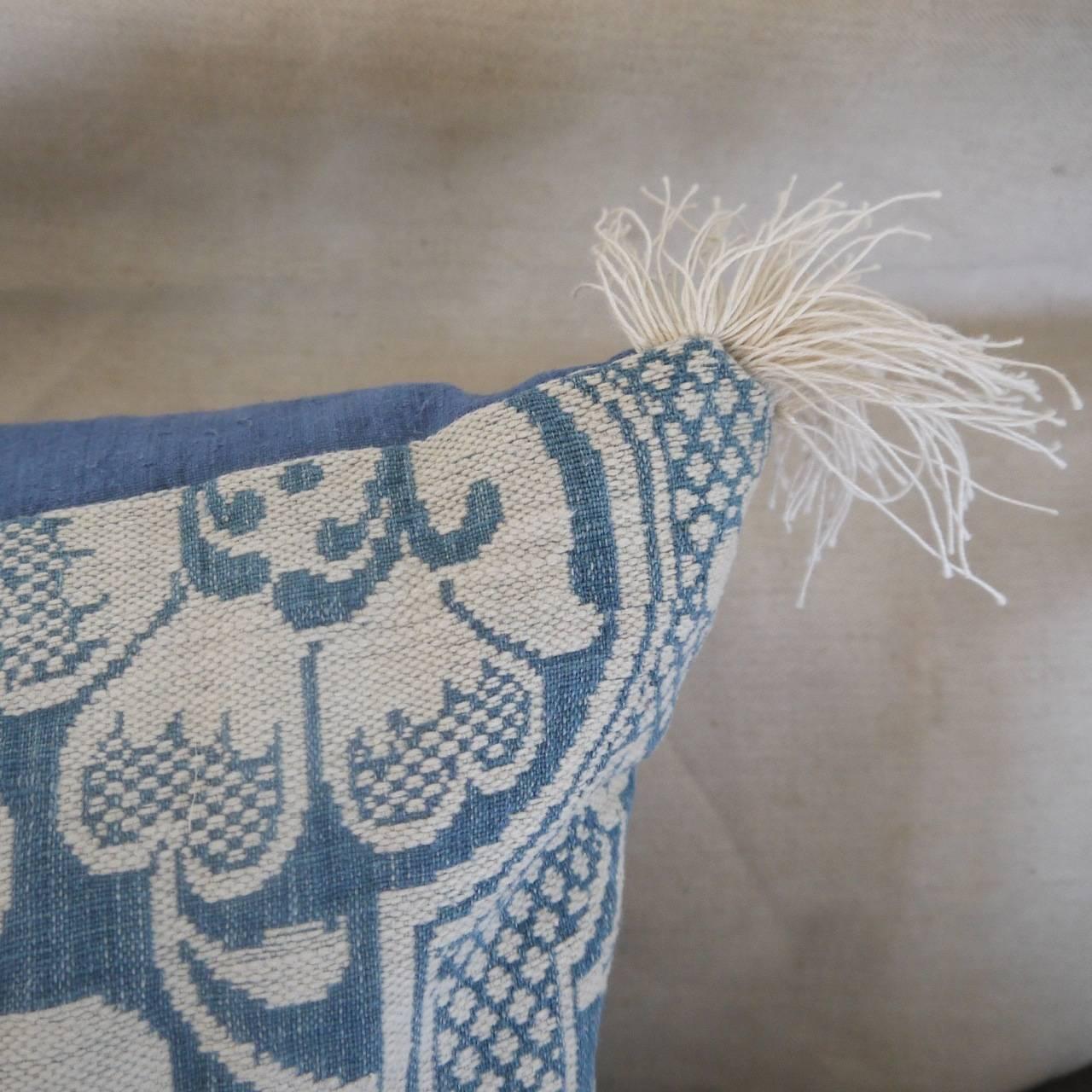 Finnish 18th Century French Antique Toile d'Abbeville Woven Cotton Linen Pillow For Sale