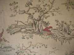 19th Century Antique French Toile Sleeping Figure Faded Linen