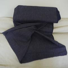 Antique French Roll of Unused Woven Dark Indigo Striped Cotton Cloth