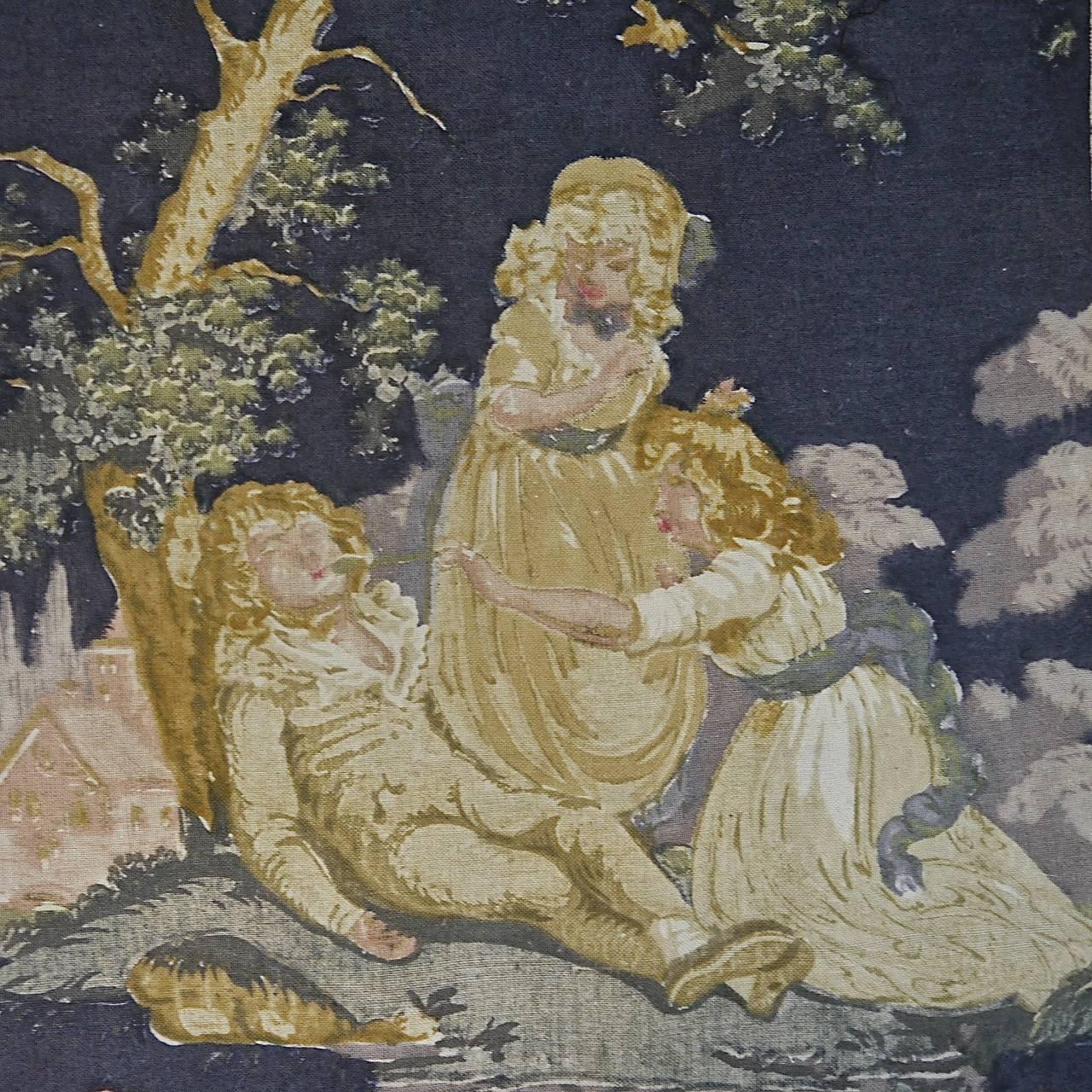 Toile with Children French Early 20th century For Sale 3