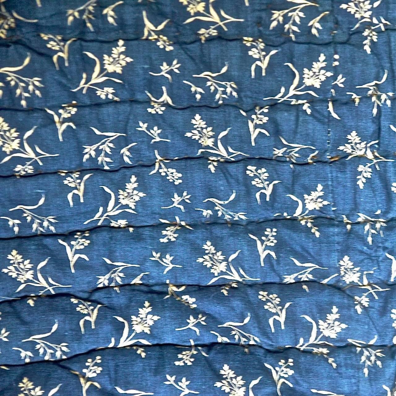 19th Century French Antique Indigo Blue Cotton Quilt 2