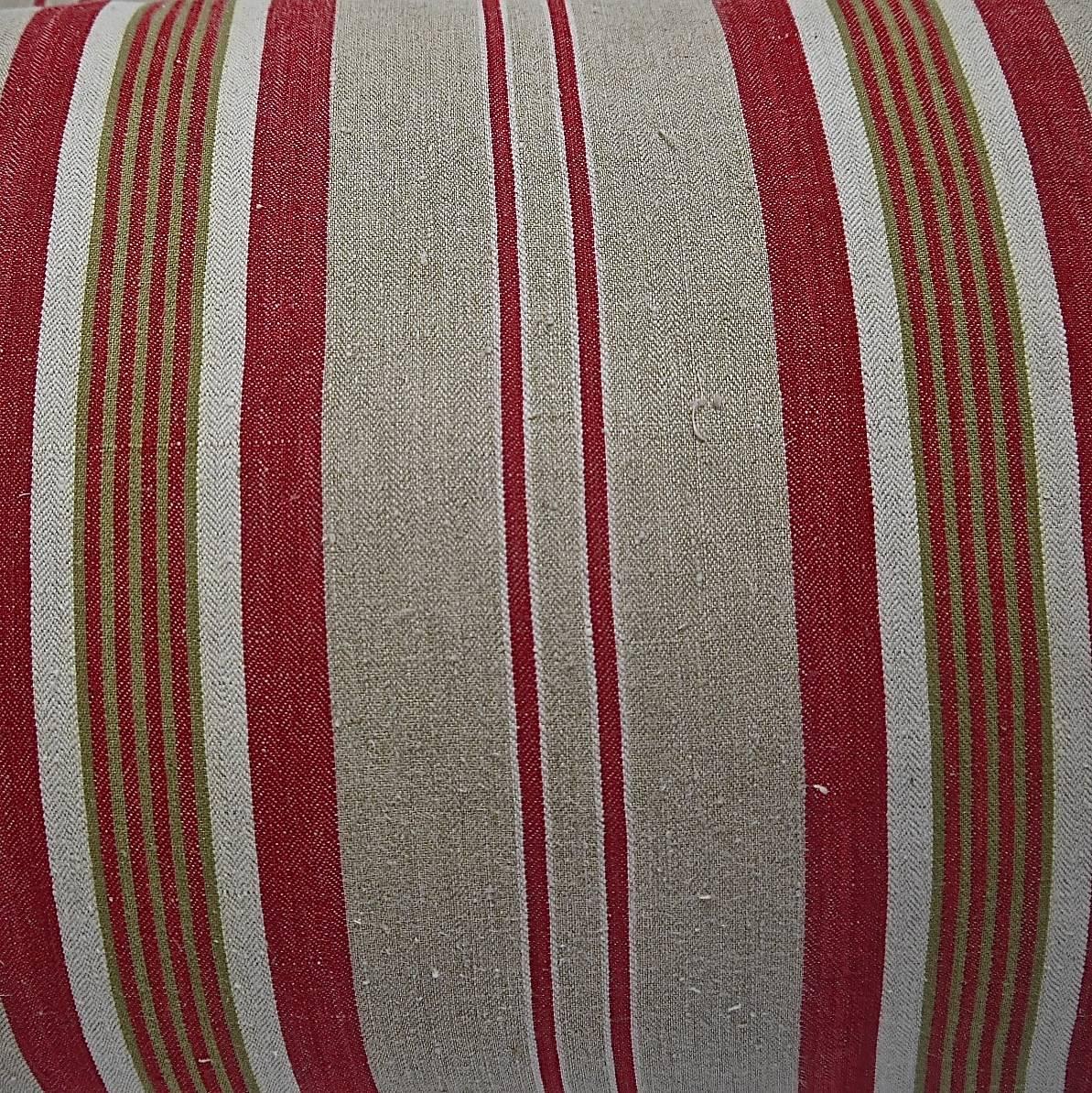 Pair of Early 20th Century French Striped Ticking Linen Pillows In Good Condition In London, GB