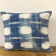 Late 18th Century French Indigo Flamme Ikat Square Pillow