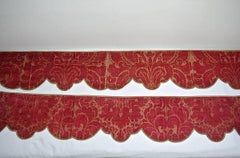 Pair of Silk Damask Scalloped Edged Pelmets French 18th century