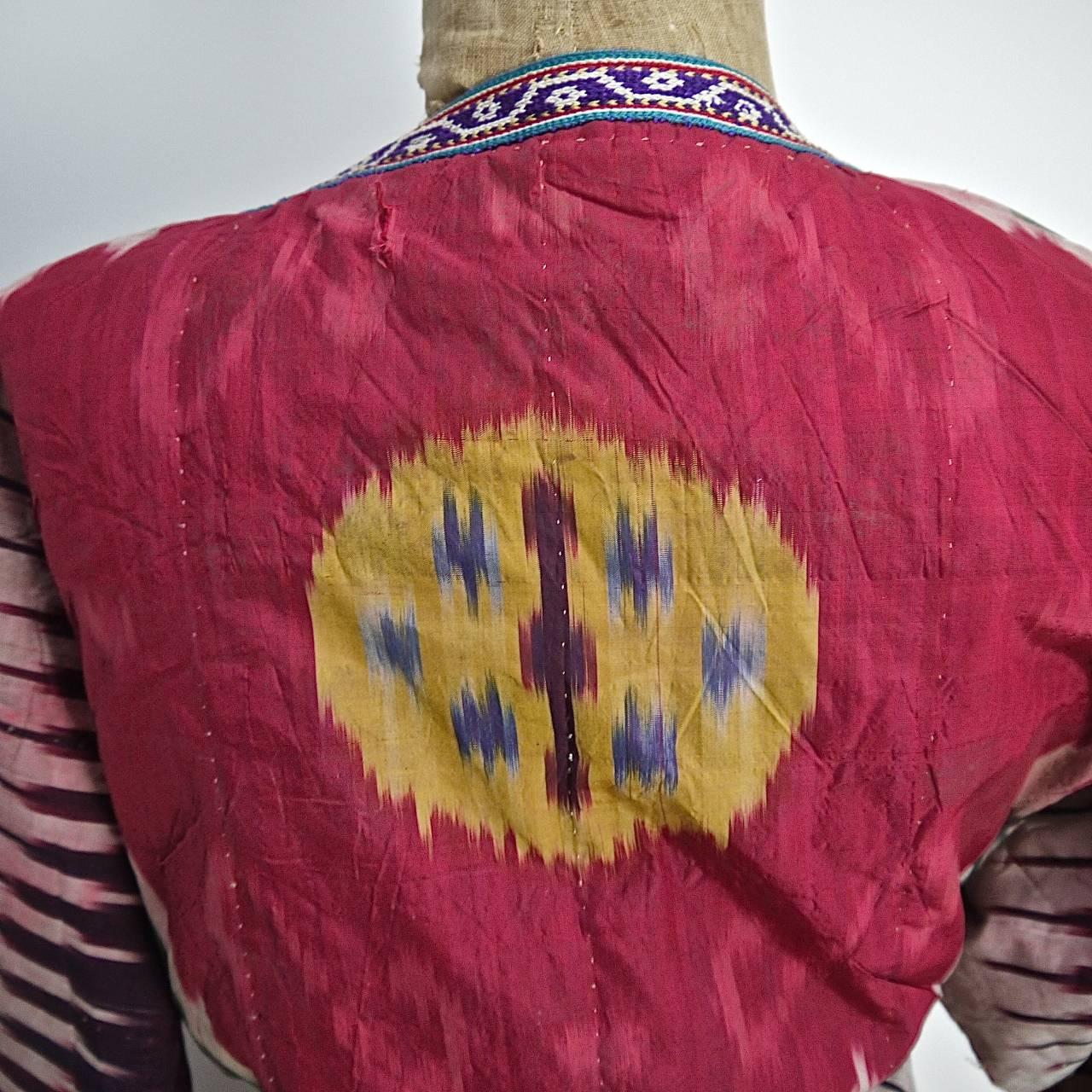 Ikat Late 19th century Uzbek silk ikat chapan robe               
