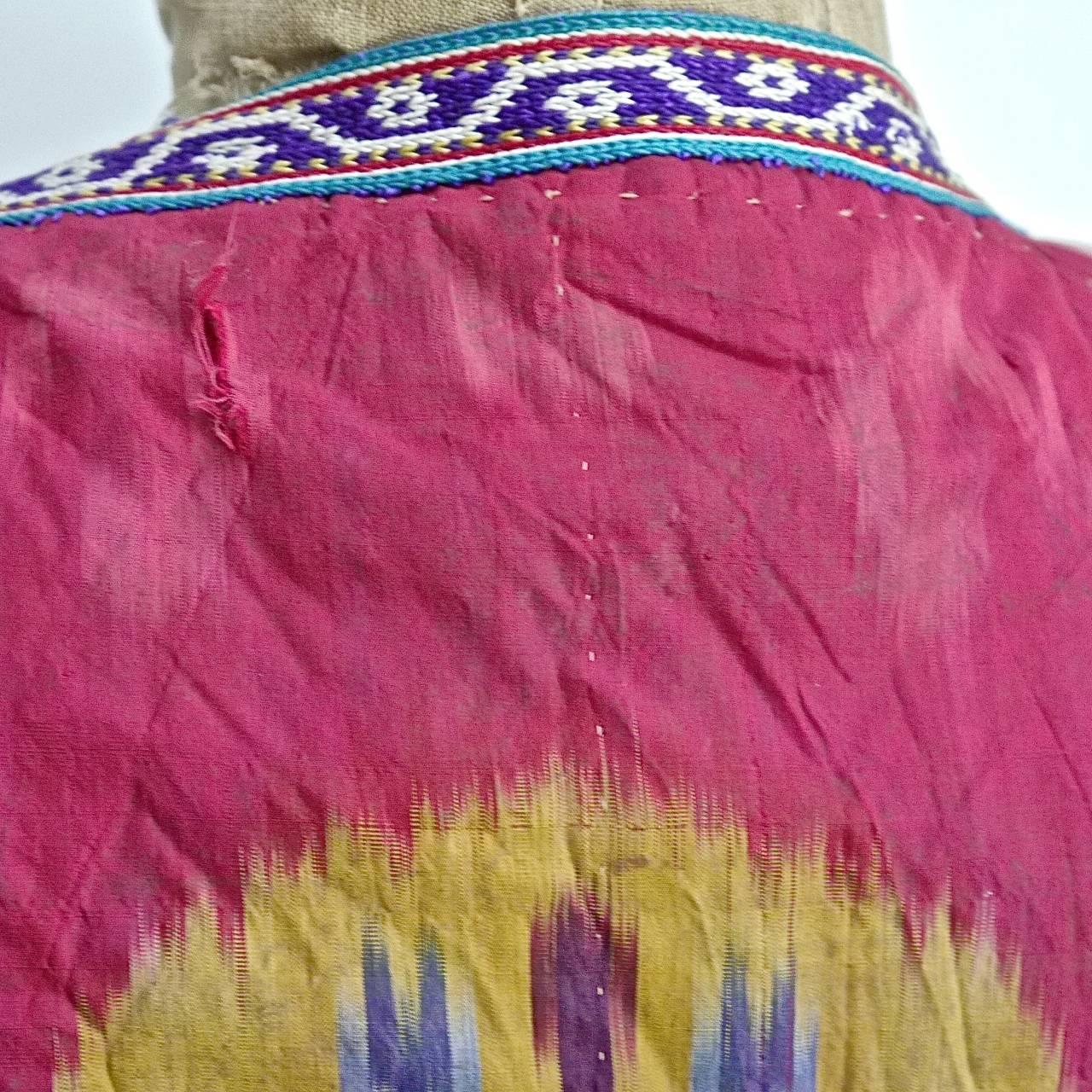 19th Century Late 19th century Uzbek silk ikat chapan robe               