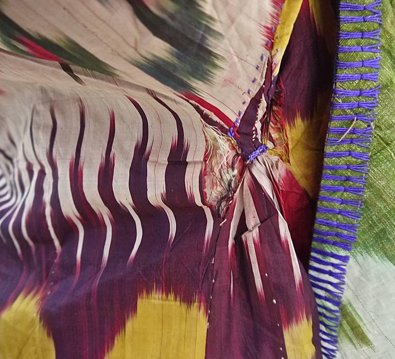 Late 19th century Uzbek silk ikat chapan robe                1