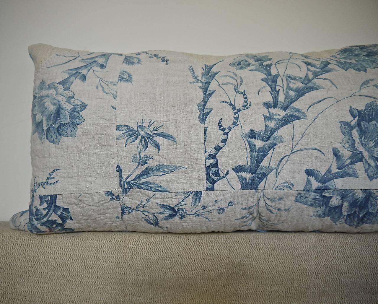 French Provincial  Chinoiserie Toile Blue and White pillow French 18th century