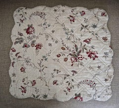 18th Century French Antique Blockprinted Scalloped Square