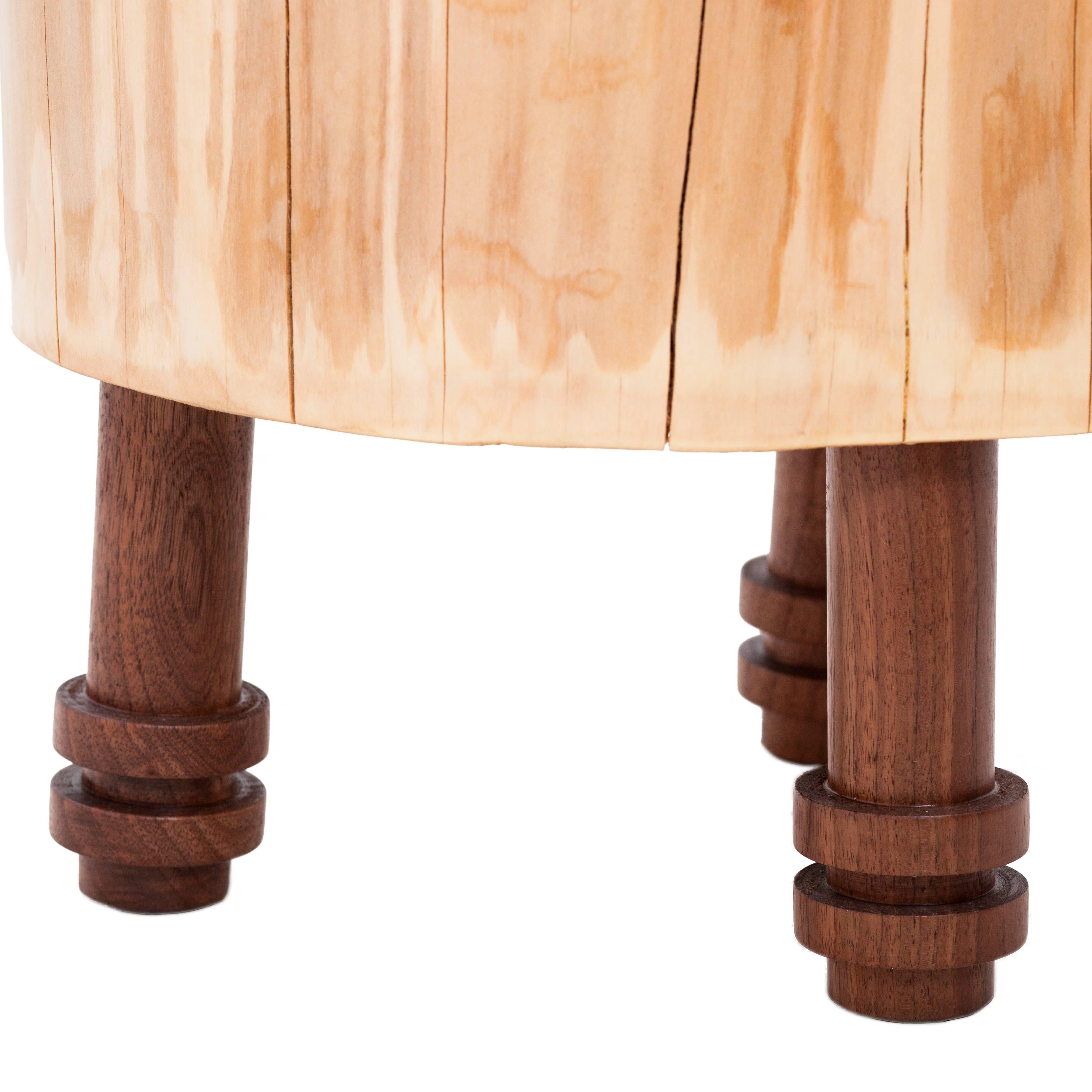 Reclaimed Salvaged Hurricane Sandy Stump Stools with Hand-Turned Legs & Drawers 1