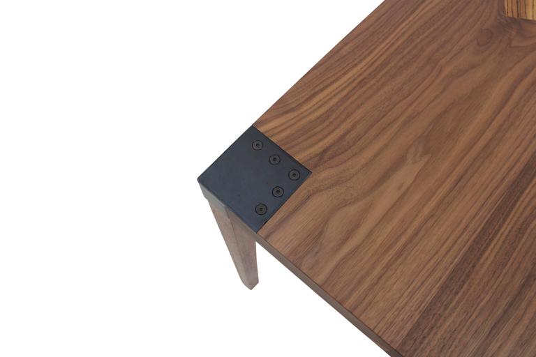 Solid Wood Writer's Desk in Walnut with Steel Joinery and Removable