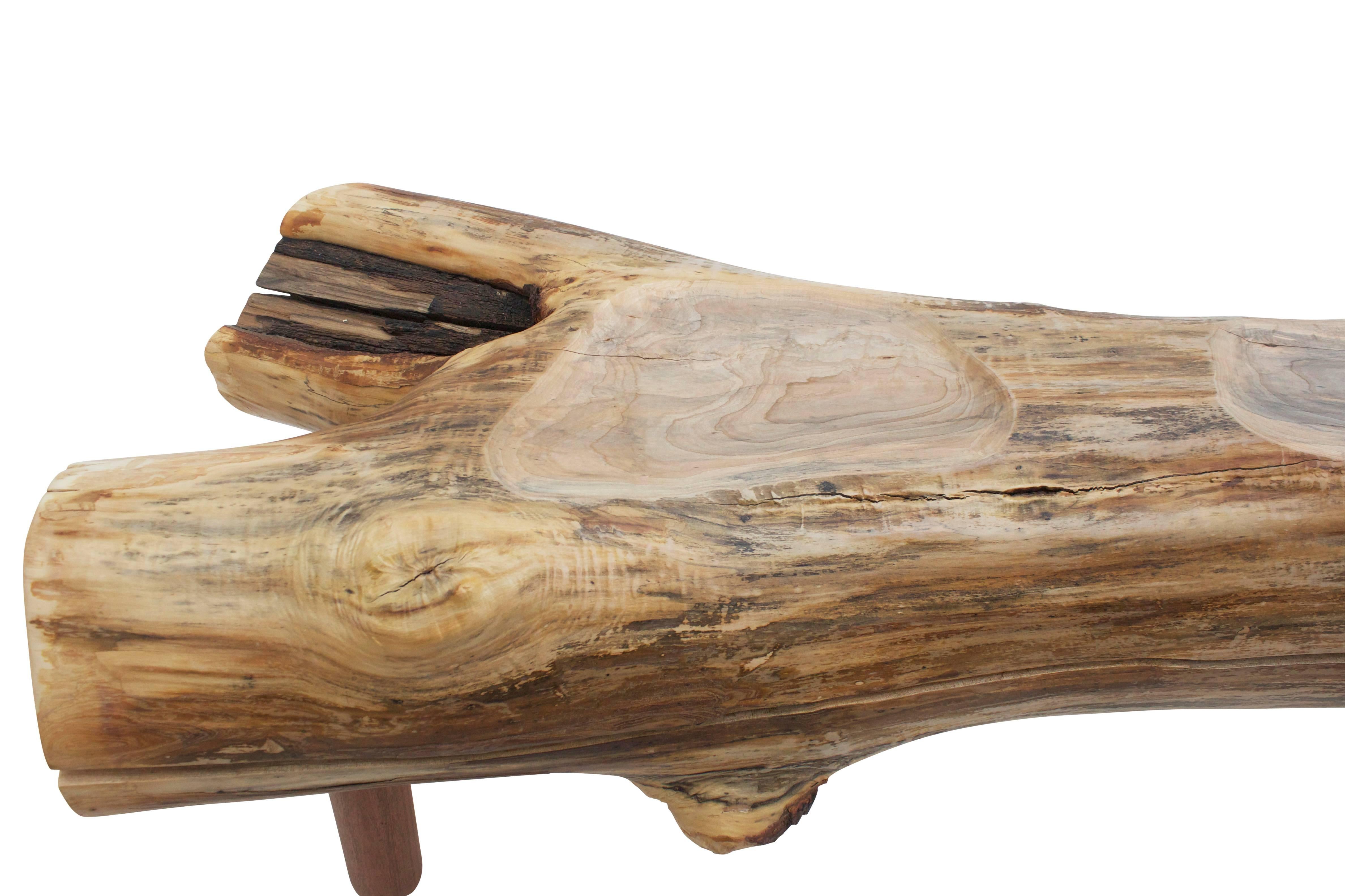 Reclaimed Salvaged Hurricane Sandy Wood Bench with Hand Turned Legs and Drawer In New Condition In Biddeford, ME