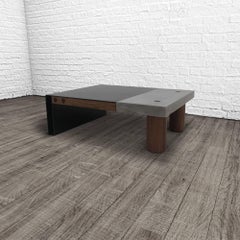 Table basse Paradigm en béton moulé, acier noirci à la main et noyer
