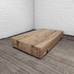 Solid Heart Pine Beam "Greenwich Ave Table" with Inlayed Steel Butterfly Keys