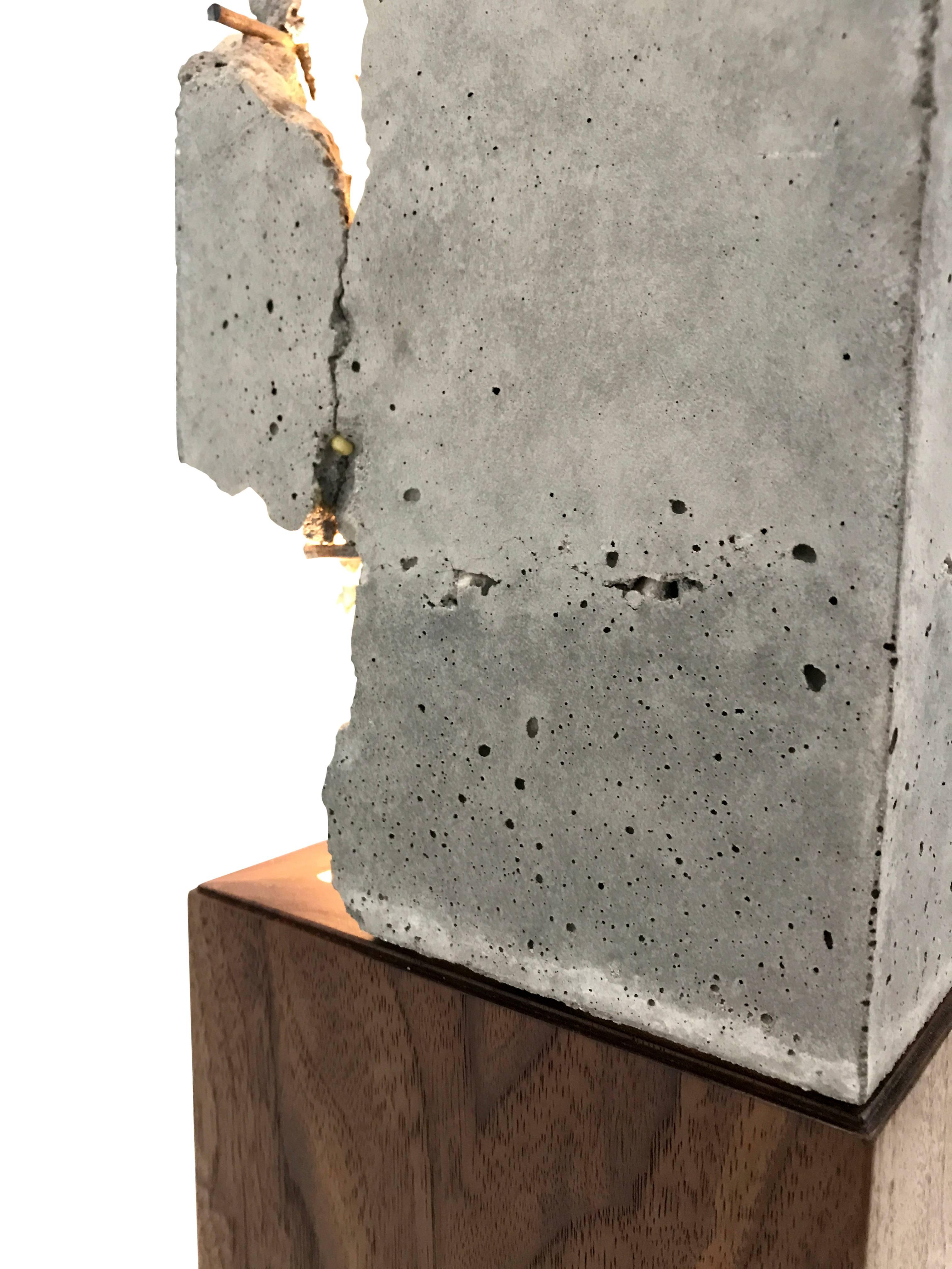 Fractured Cast-Concrete-Ständer „Scarpa Light“ „Scarpa Light“ aus Nussbaumholz oder geschwärztem Stahlsockel im Angebot 3