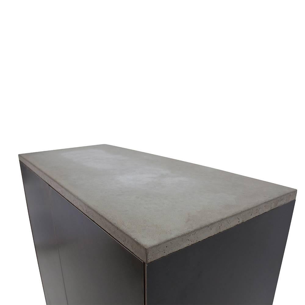 Blackened Patinated Steel, Cast-Concrete and Walnut 