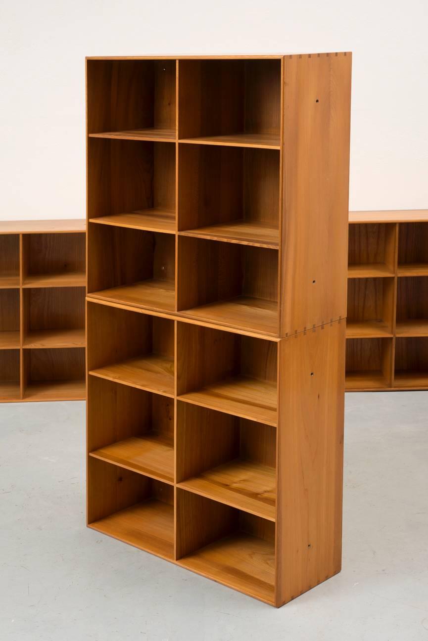 Danish Set of Modular Elm Bookcases by Mogens Koch