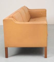 Børge Mogensen Model #2213 Three-Seat Sofa in Butterscotch Leather