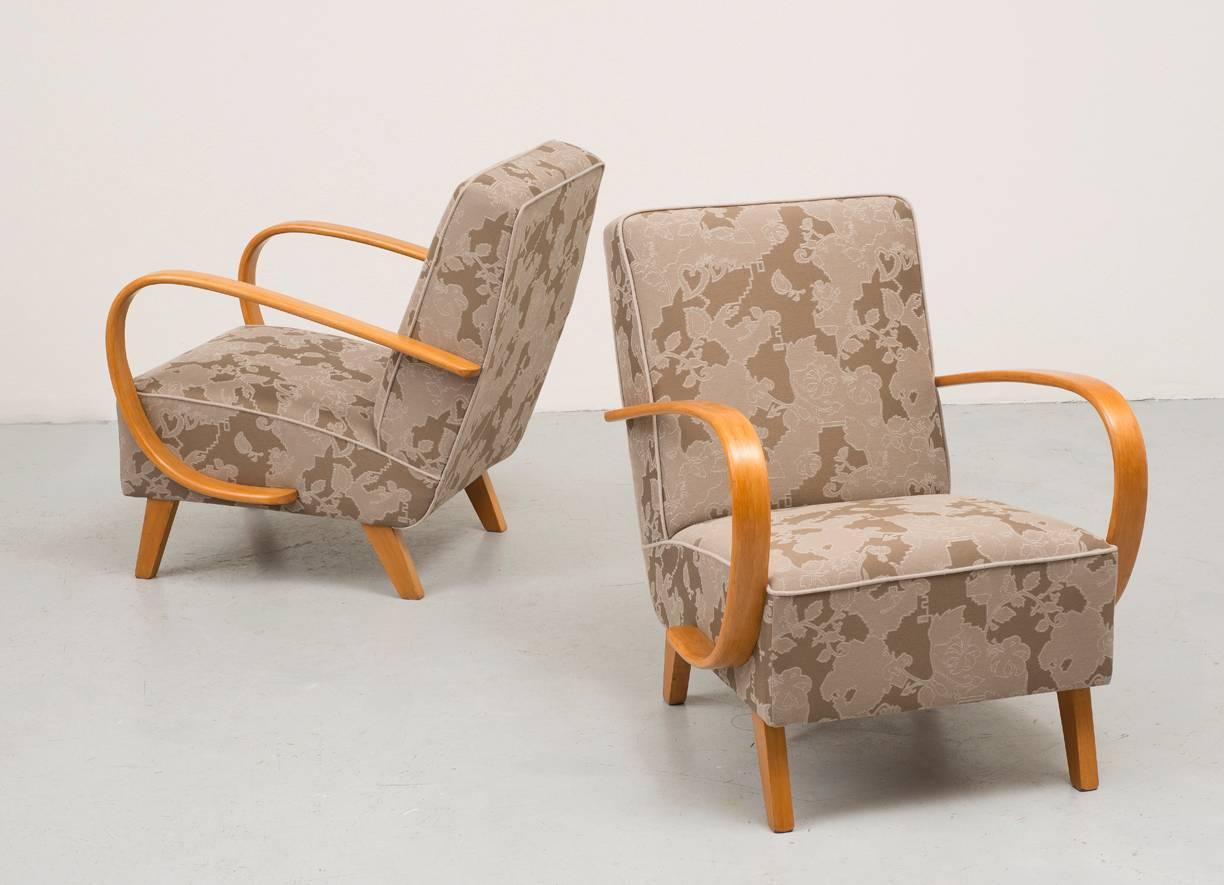 Art Deco Pair of Jindrich Halabala Lounge Chairs
