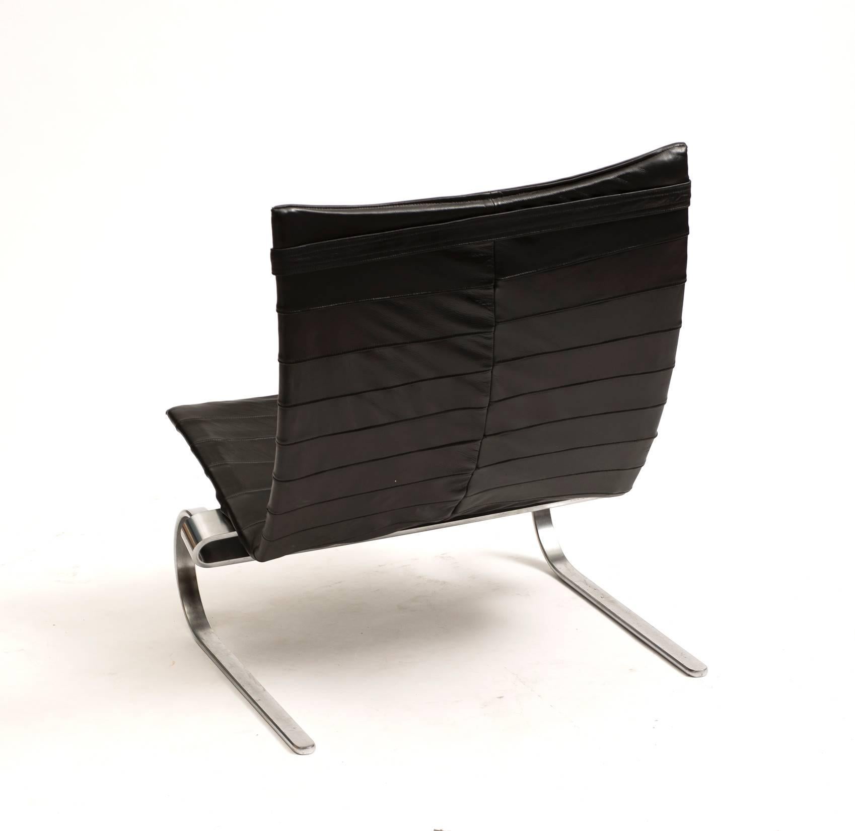 Paar PK20 Loungesessel von Poul Kjrholm aus schwarzem Leder, 1980er Jahre (Mitte des 20. Jahrhunderts) im Angebot
