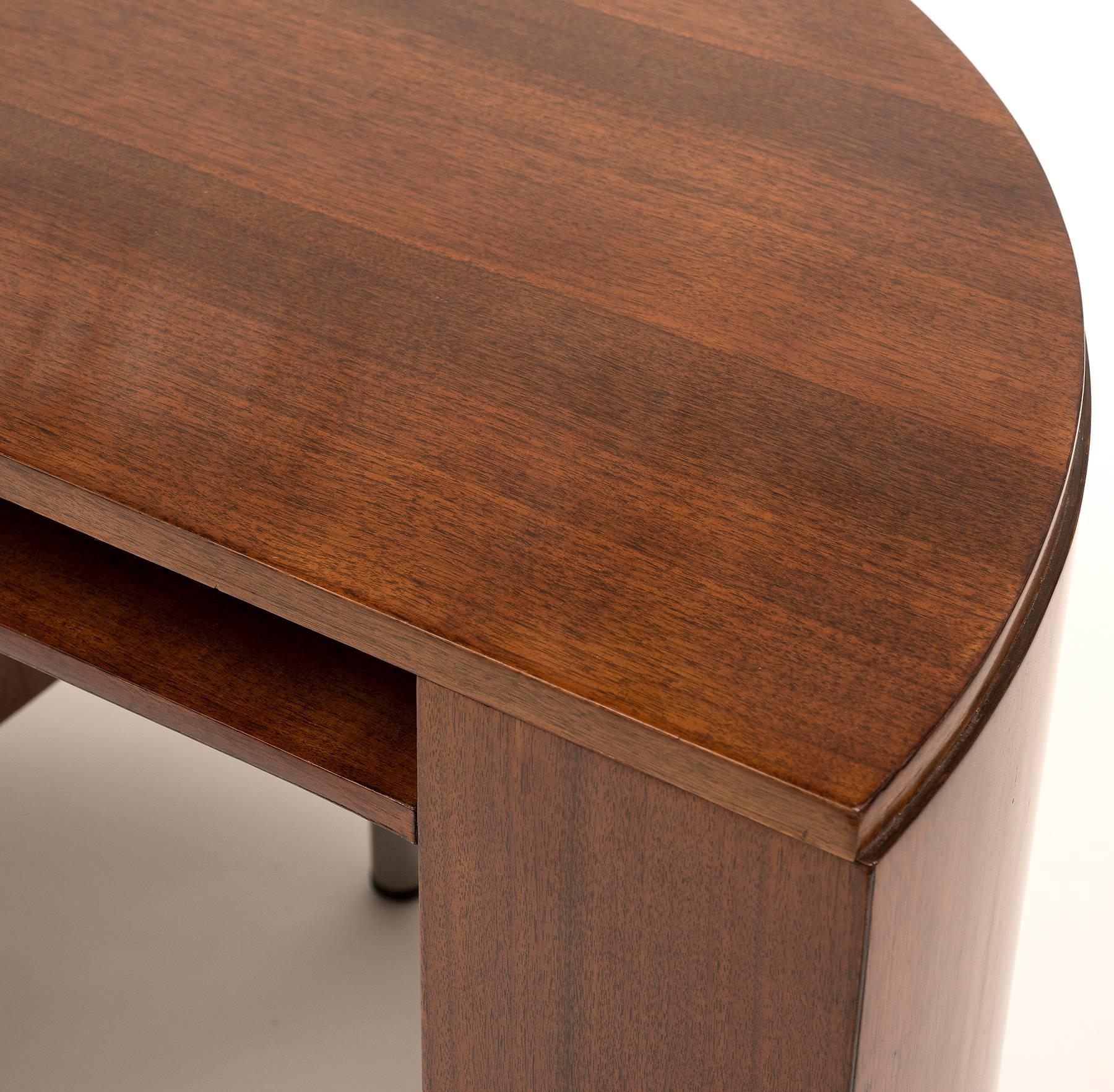 Mid-20th Century Art Deco Demilune Desk by Gilbert Rohde in Walnut, 1942