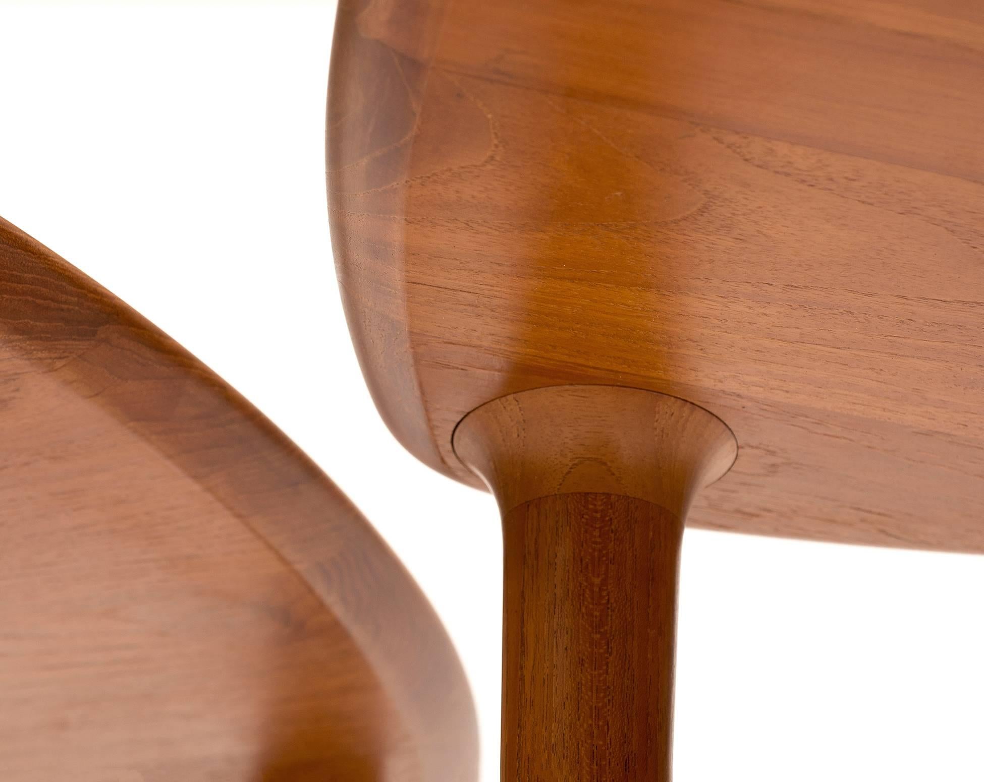 Mid-20th Century Elegant Pair of Mid-Century Teak Guitar Pick Tables, 1960s