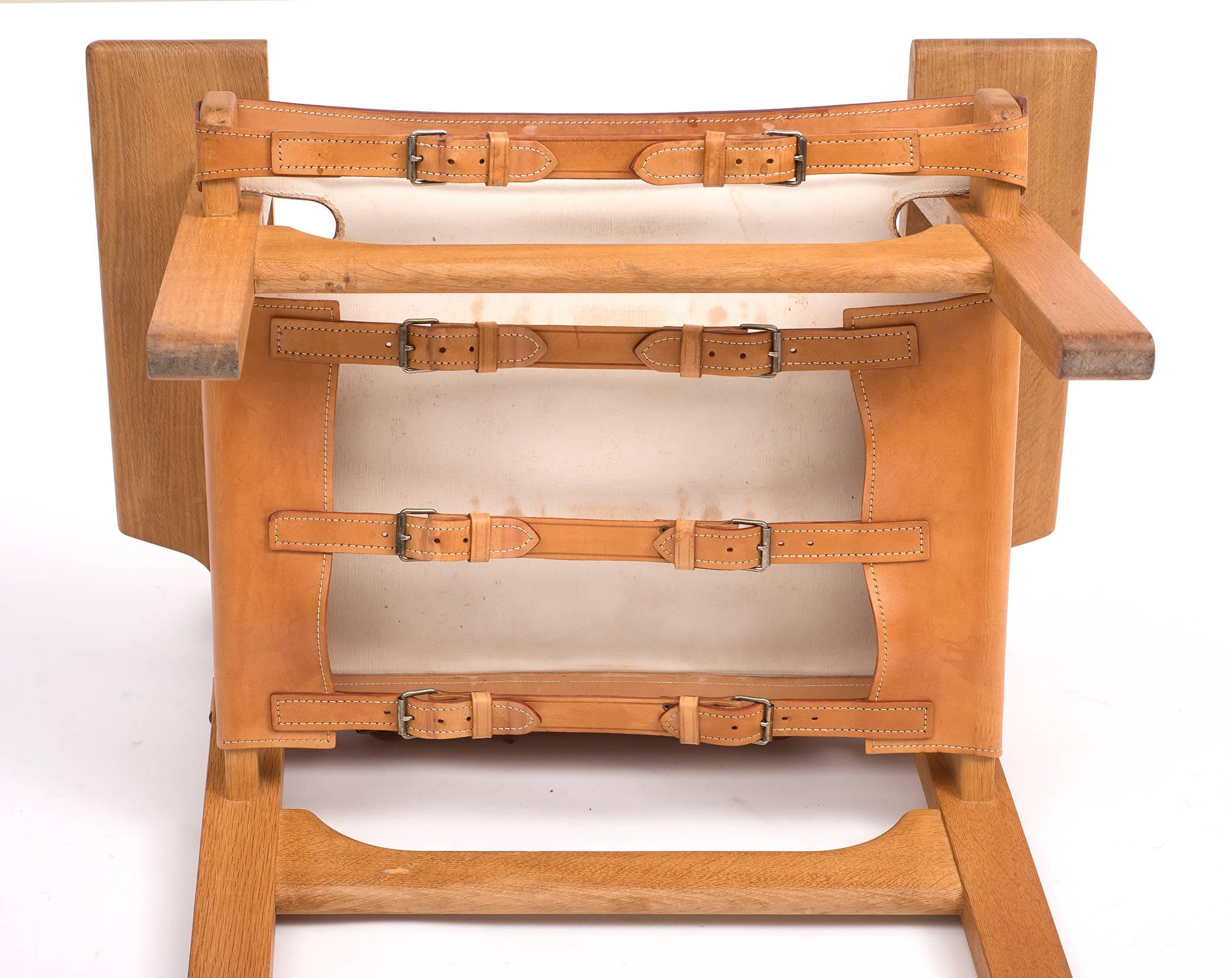Pair of Spanish Chairs by Børge Mogensen in Oak and Cognac Leather 2