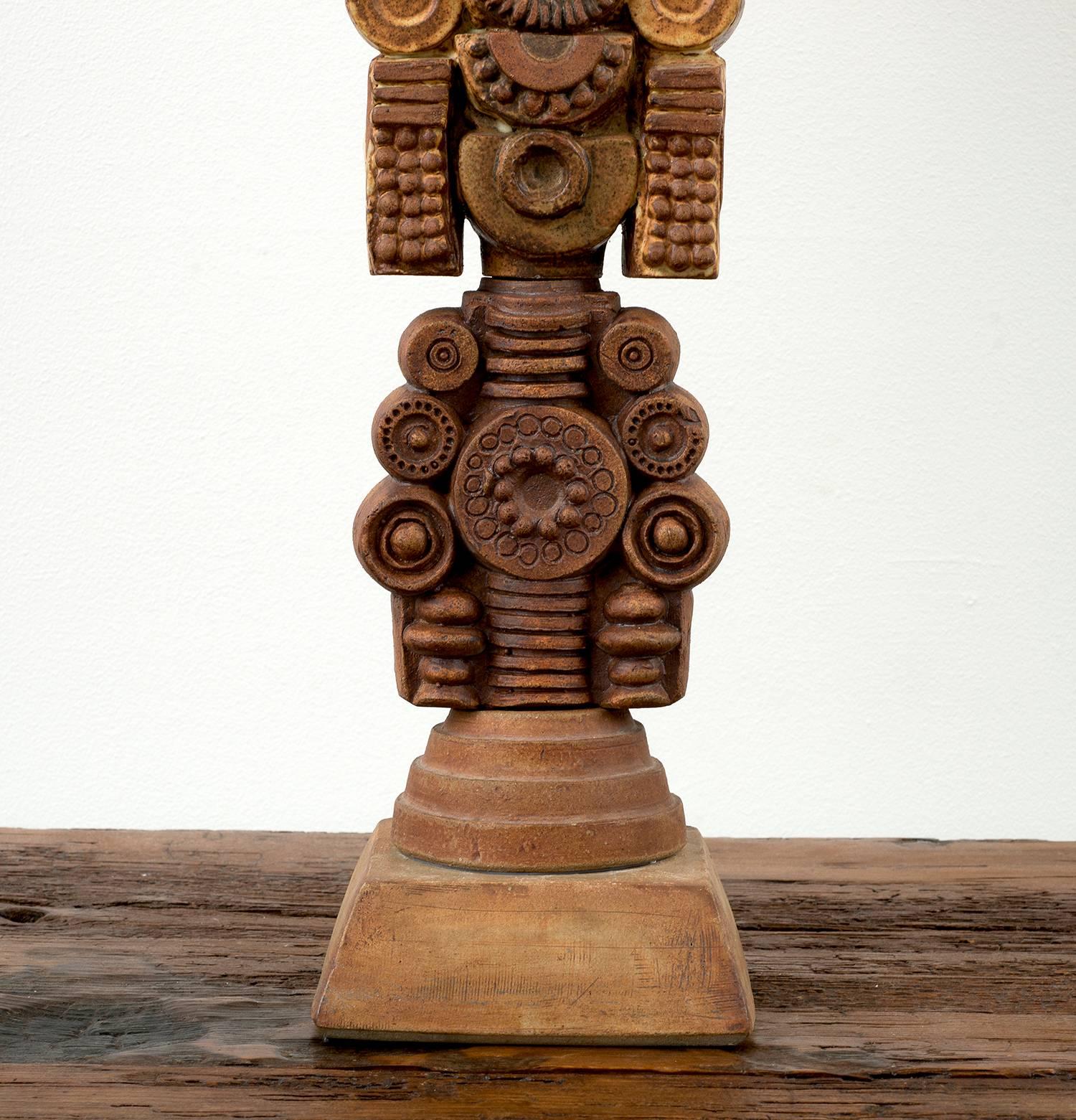 Late 20th Century Large Bernard Rooke Ceramic Totem Table Lamp, England, 1970s
