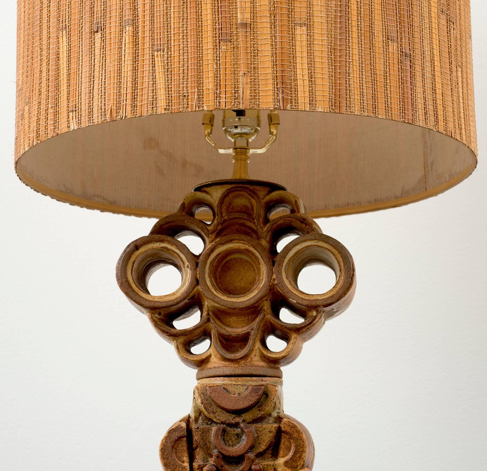 Large Bernard Rooke Ceramic Totem Table Lamp, England, 1970s 2