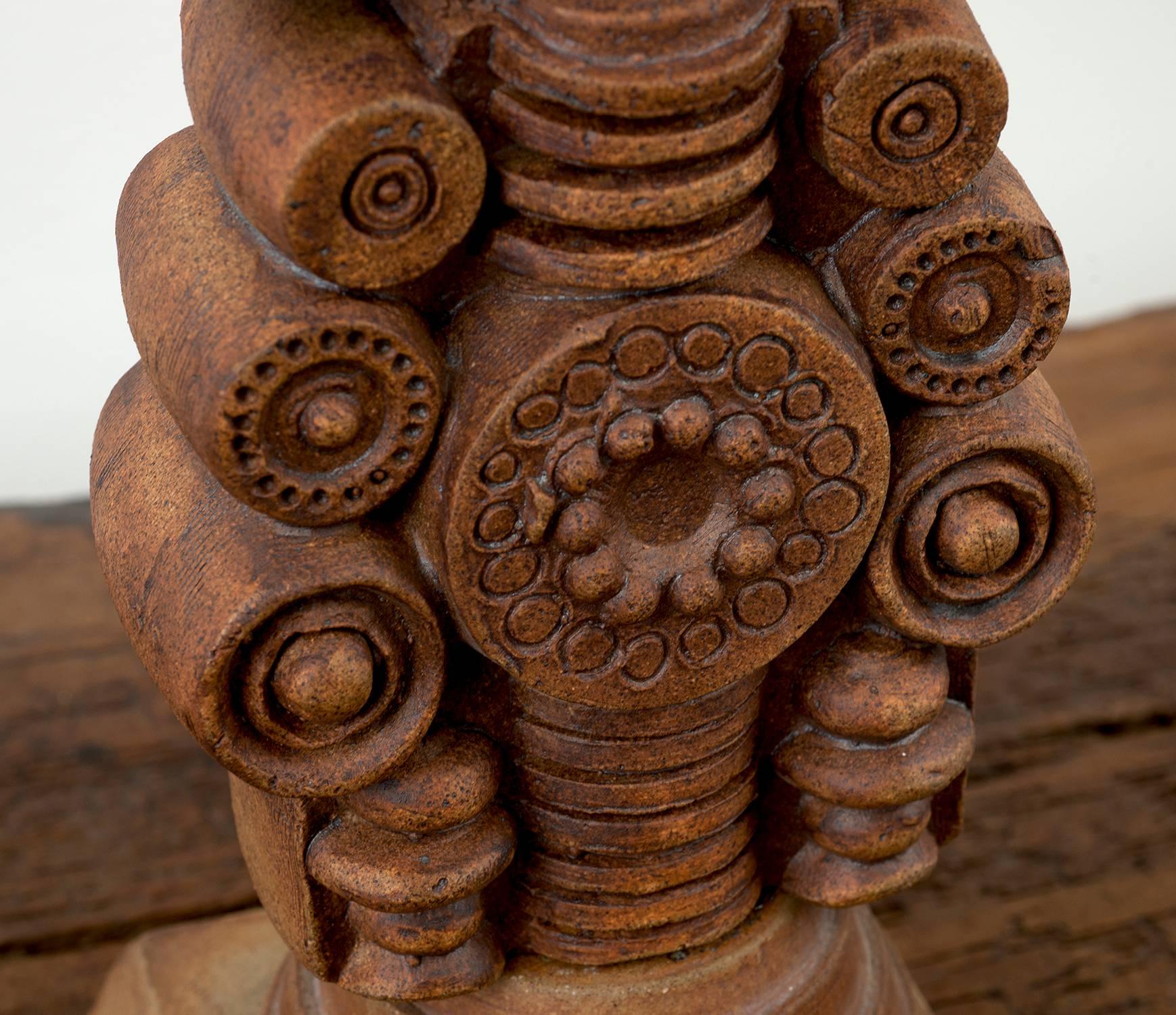 Large Bernard Rooke Ceramic Totem Table Lamp, England, 1970s 3