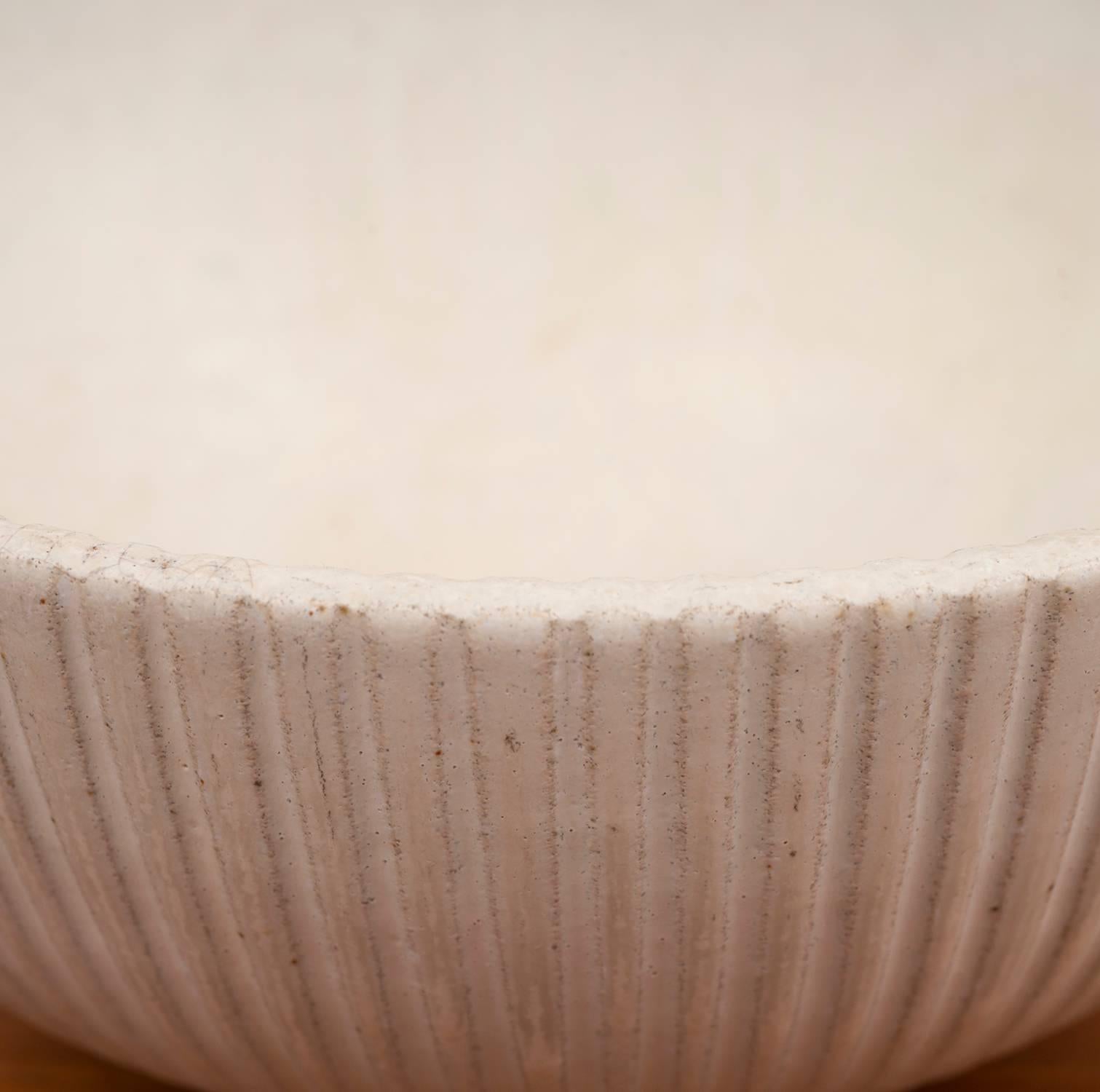 Scandinavian Modern Arne Bang Stoneware Bowl in Bisque Glaze, Denmark, 1950