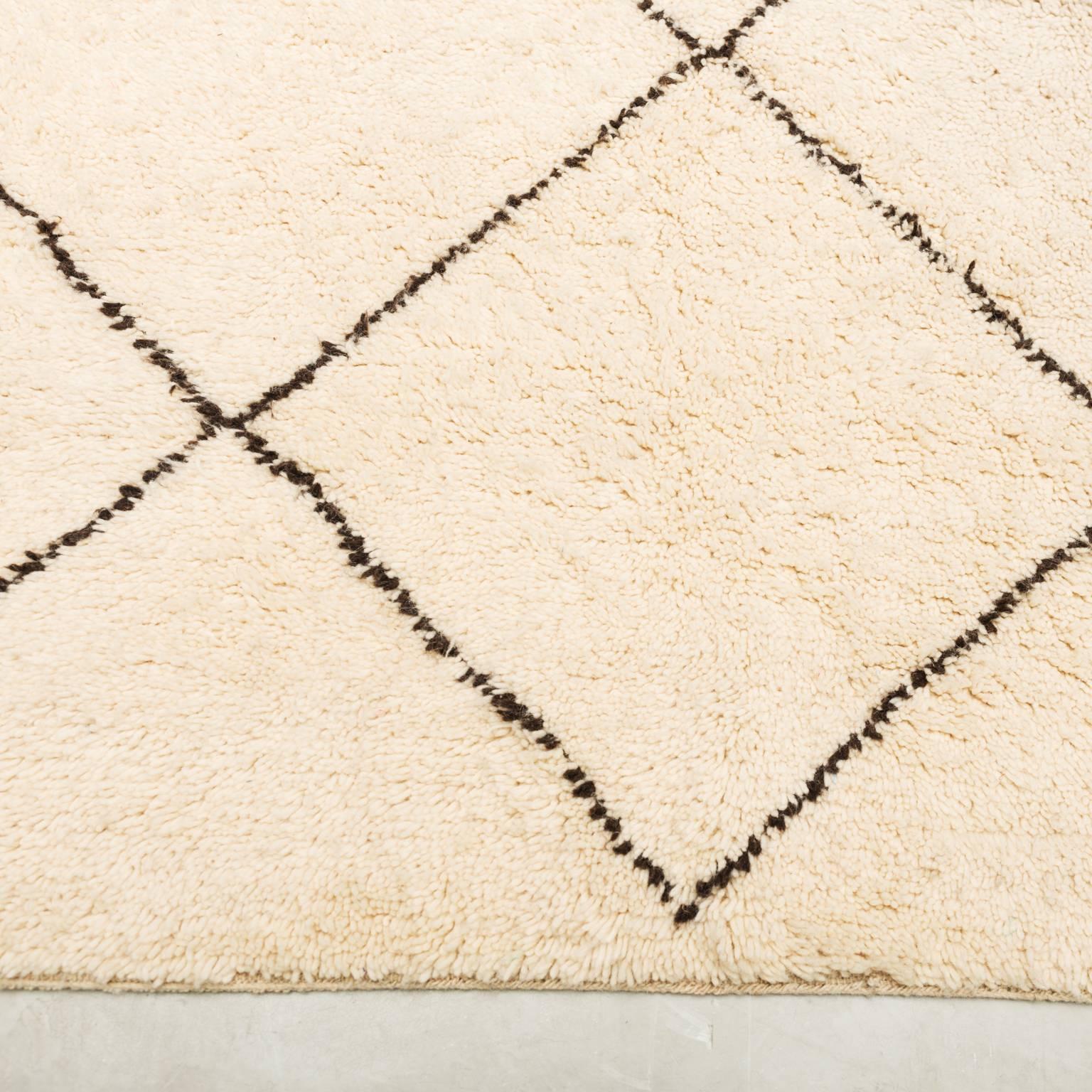 Modern Vintage Moroccan Beni Ourain Rug in Wool, 20th Century