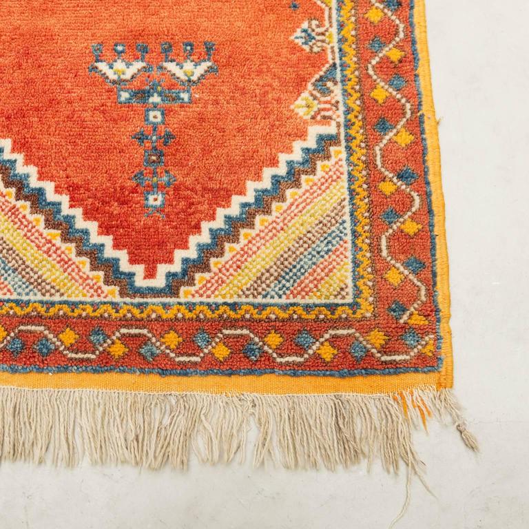 Vintage Moroccan Tribal Rug in Wool with Orange Background, 1950s For