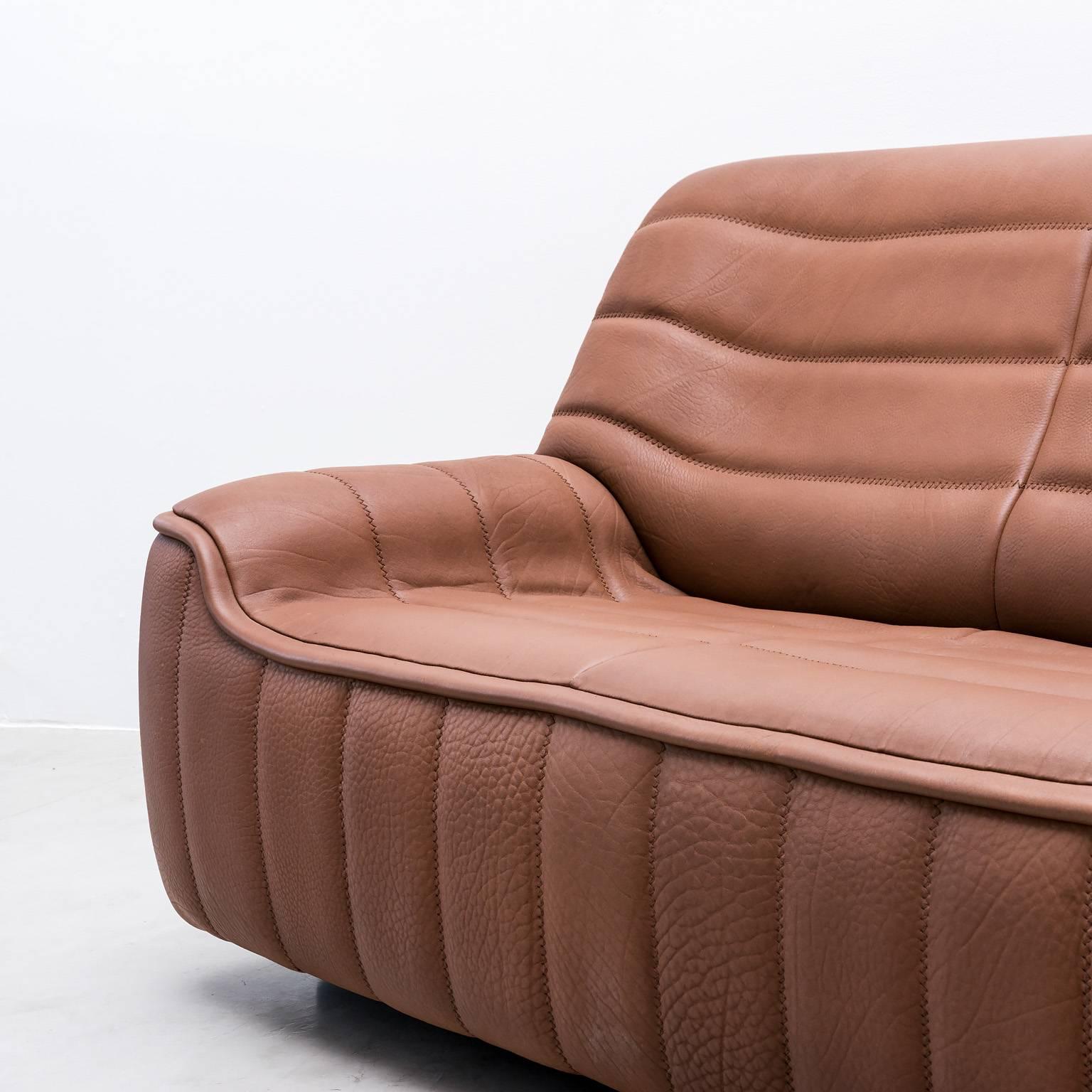 Pristine Original De Sede Model Ds84 Sofa in Cognac Buffalo Leather, 1970s In Excellent Condition In Sylacauga, AL
