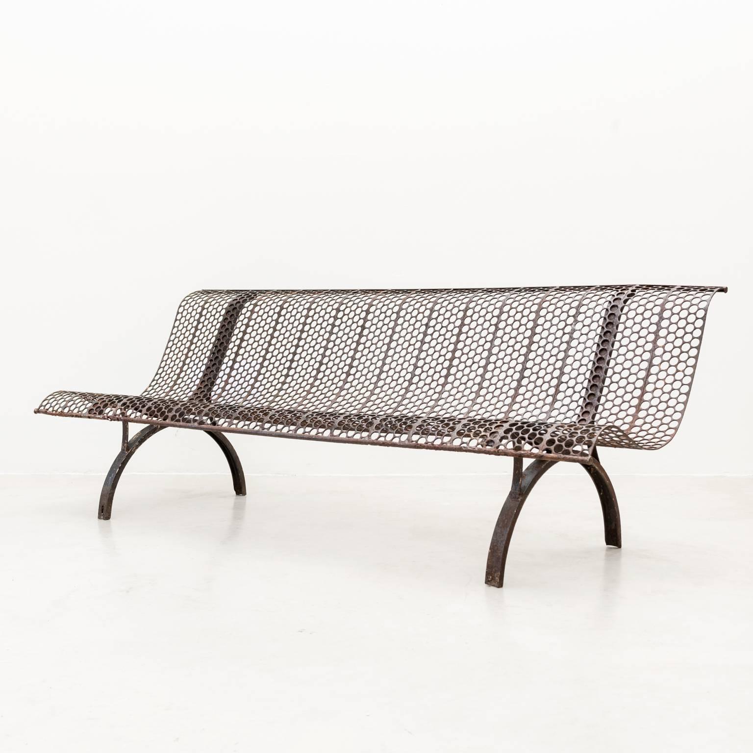 A classic wrought iron park bench from Paris, France, mid-20th century.