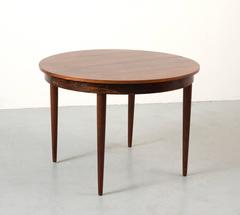 Round Hans Olsen Rosewood Dining Table with Extension Leaf
