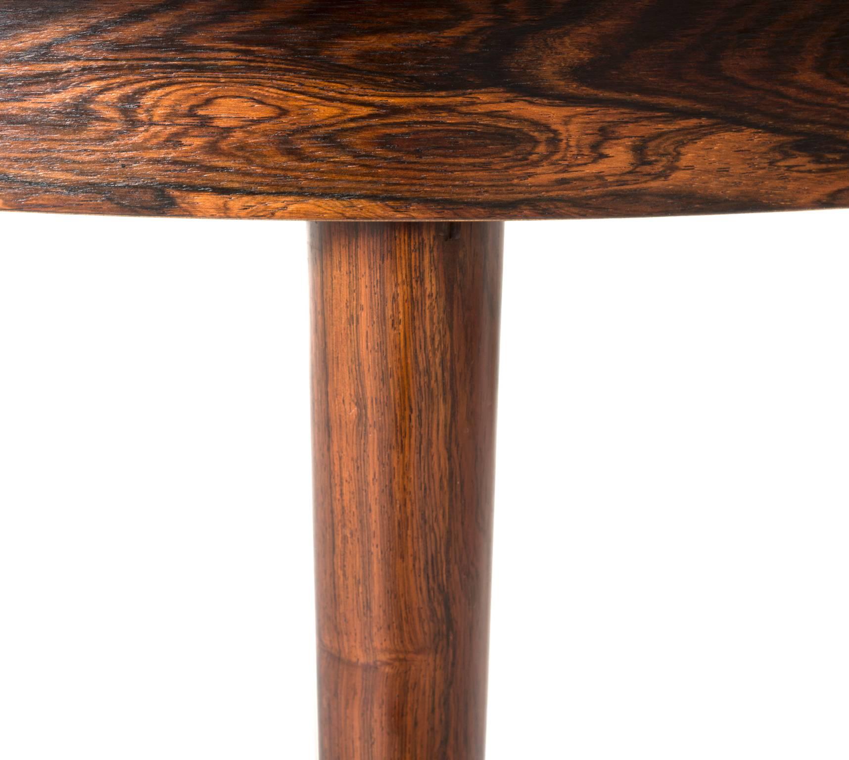 Scandinavian Modern Round Hans Olsen Rosewood Dining Table with Extension Leaf
