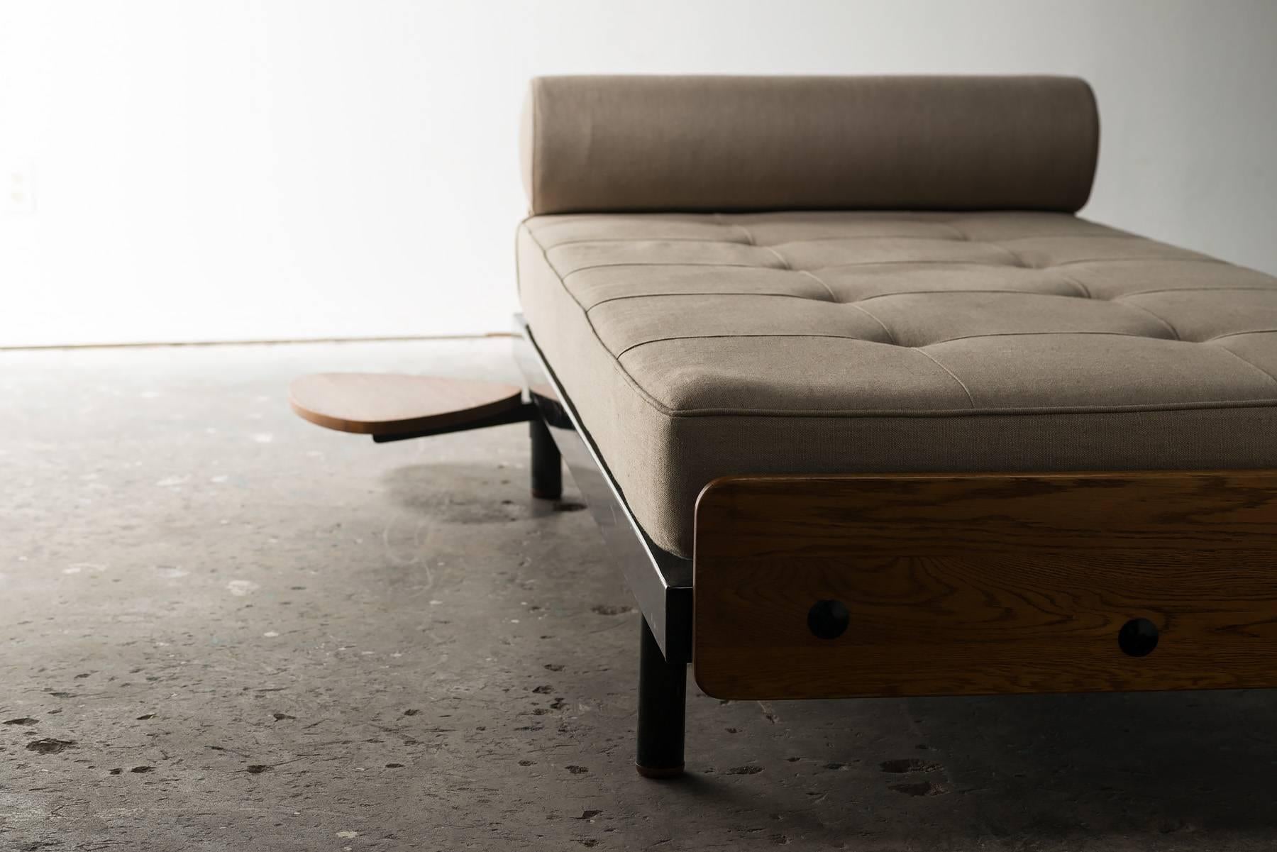 Mid-Century Modern Rare S.C.A.L Daybed by Jean Prouve with Swivel Shelf, Charlotte Perriand, 1950s