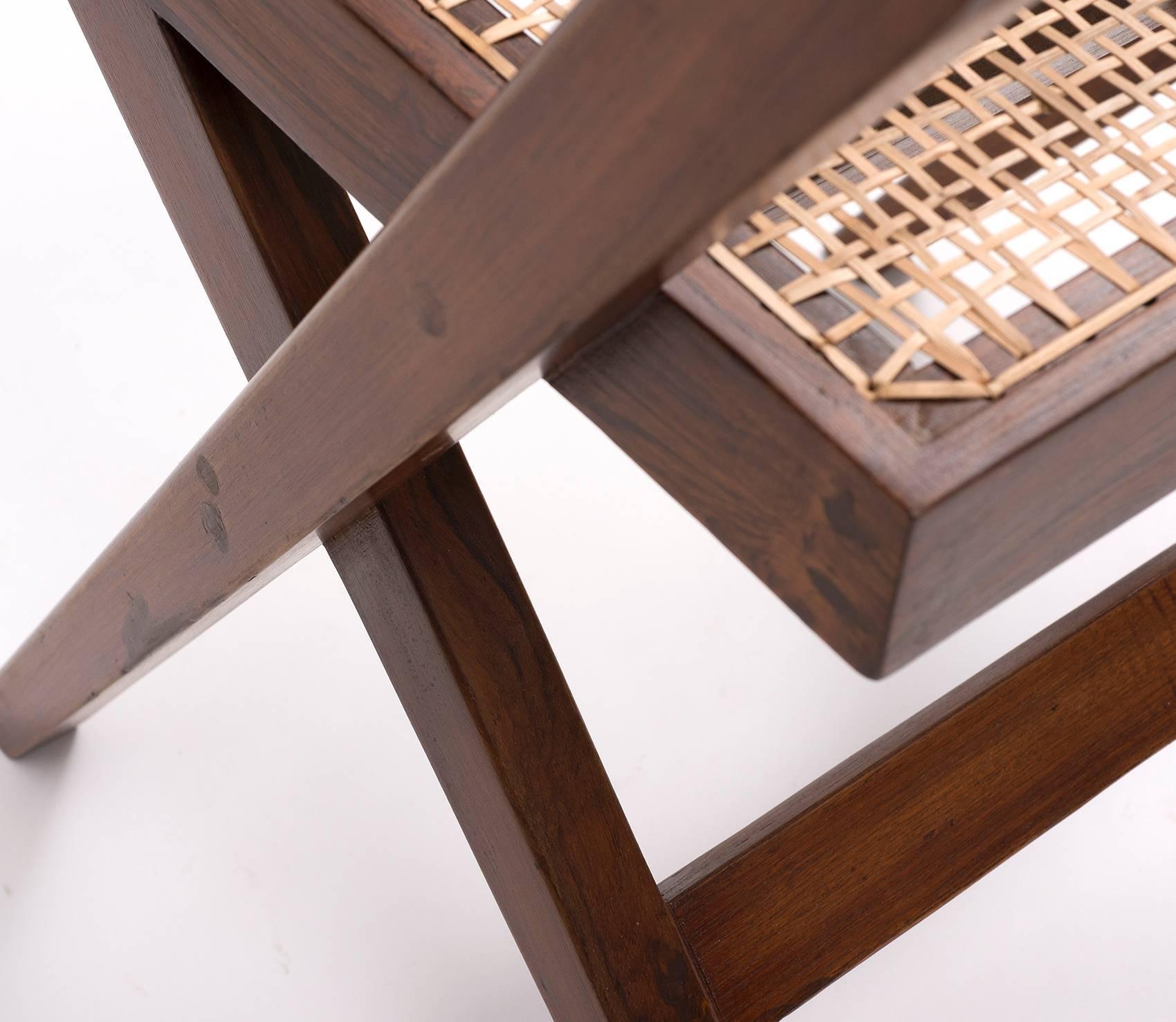 Mid-20th Century Set of Six Pierre Jeanneret Library Chairs in Teak from Chandigarh, 1950s