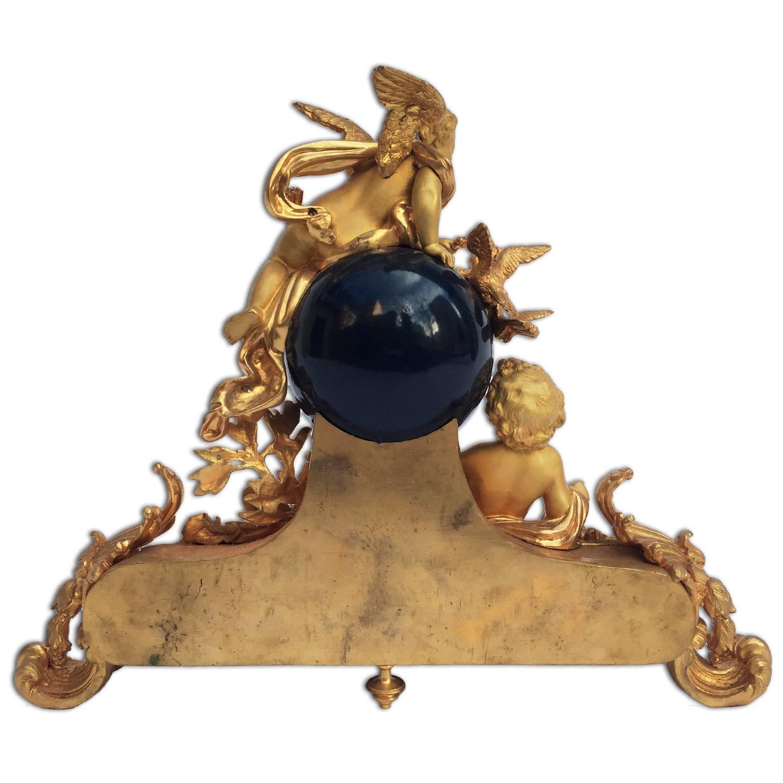 19th Century Gilt Bronze Table Clock with Cherubs 2
