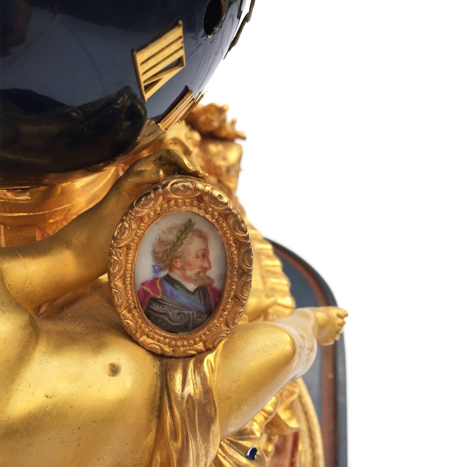 French 19th Century Gilt Bronze Table Clock with Cherubs