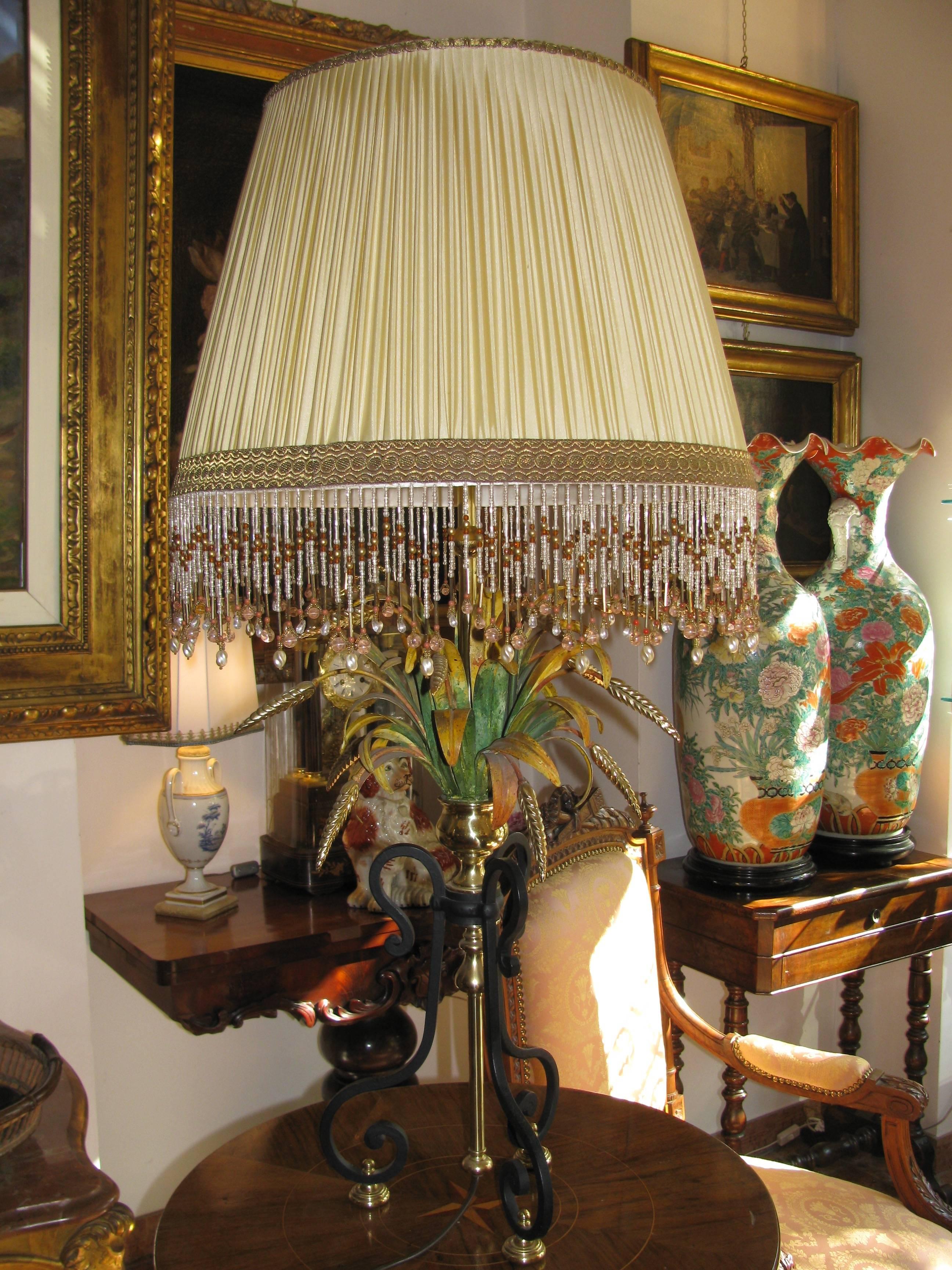 Vintage Tuscan Wrought Iron Table Lamp with Ears of Corn 1980 circa In Good Condition In Milan, IT
