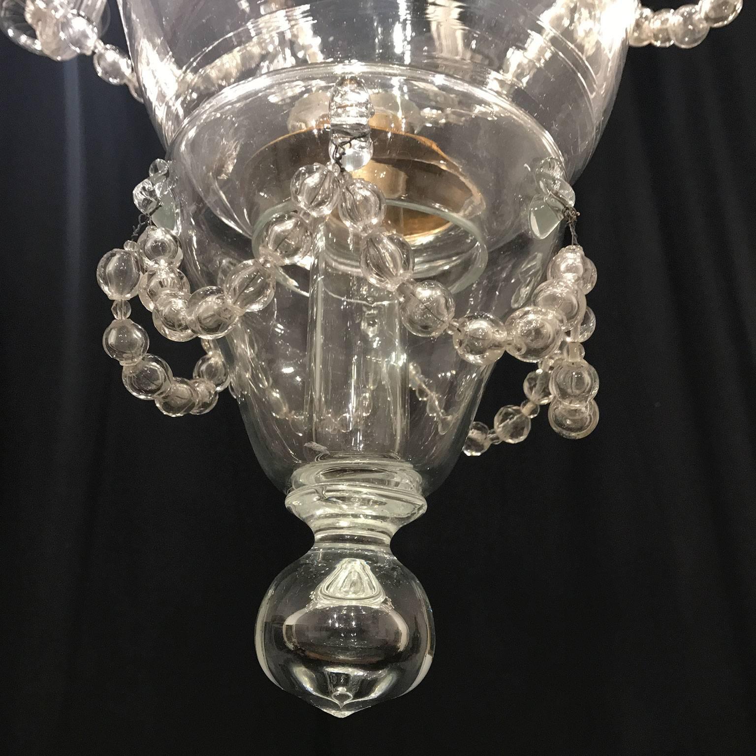 19th Century Venetian Clear Murano Glass Six-Light Chandelier In Good Condition In Milan, IT