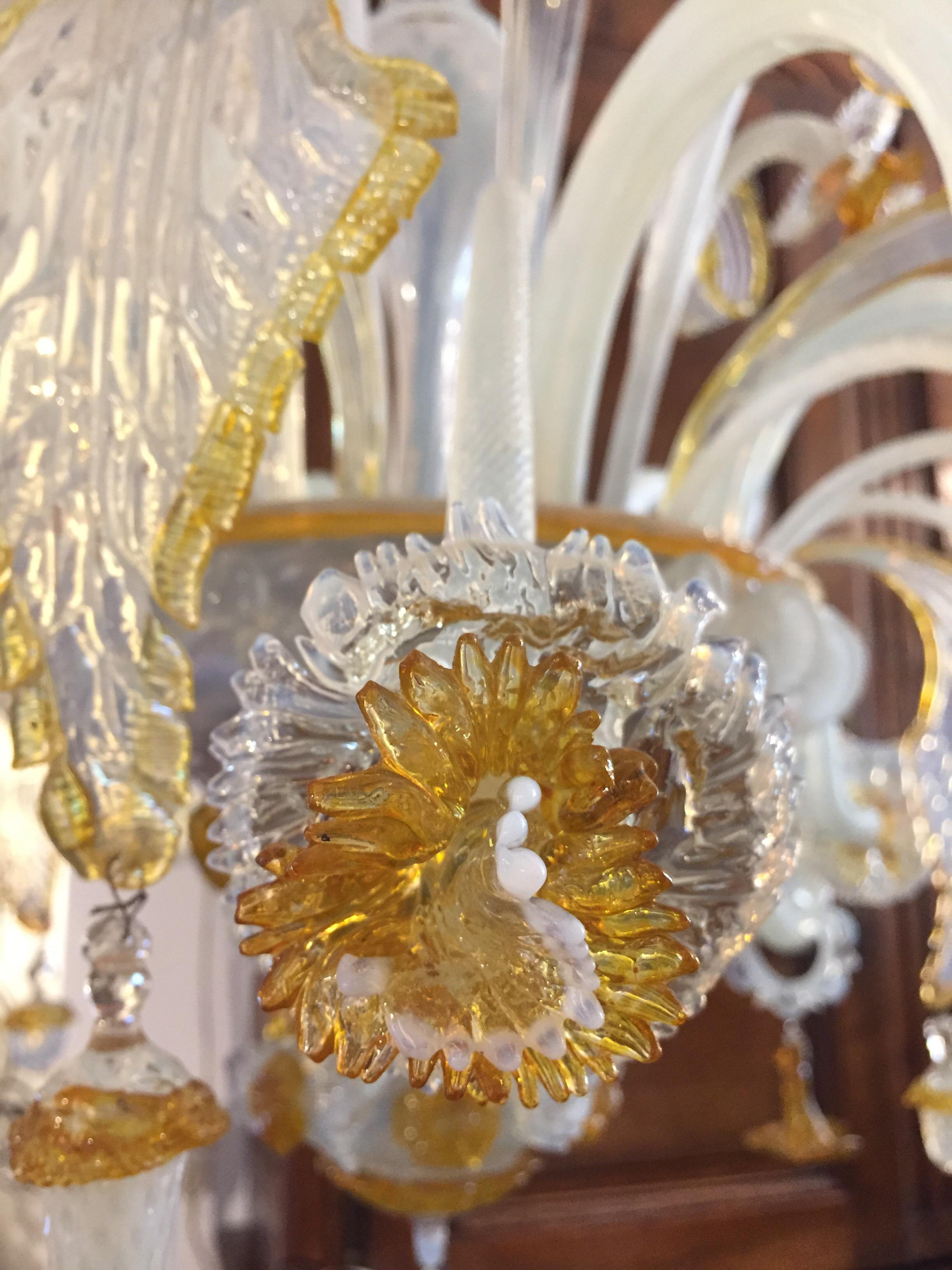 19th Century Venetian Murano Chandelier Opalescent Iridescent Glass  10